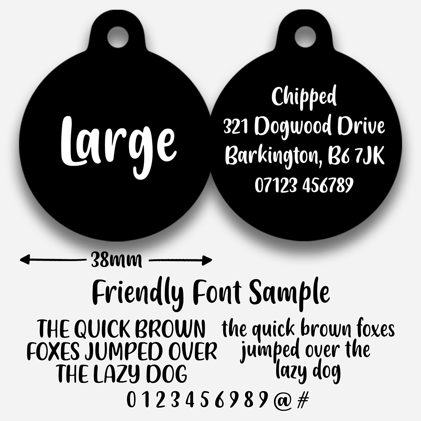 Black Plain Colour - Pet ID Tag