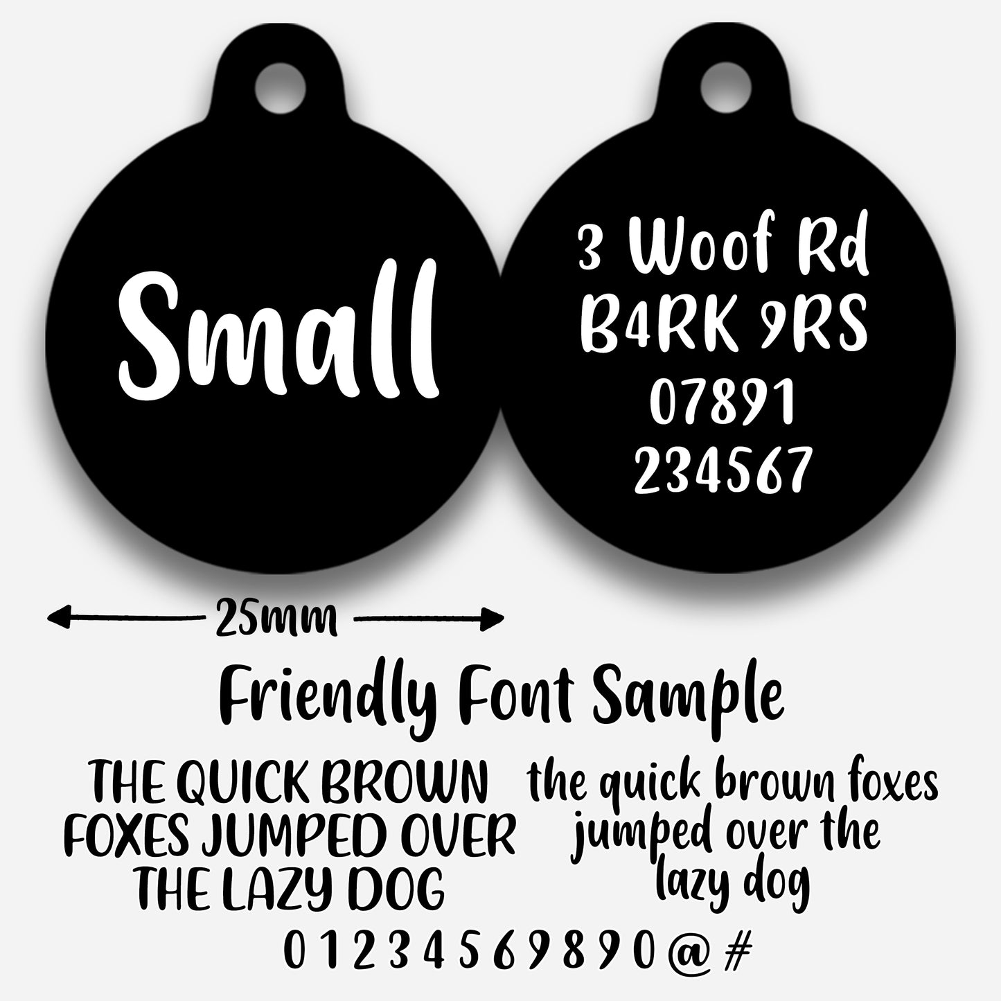 Black Plain Colour - Pet ID Tag