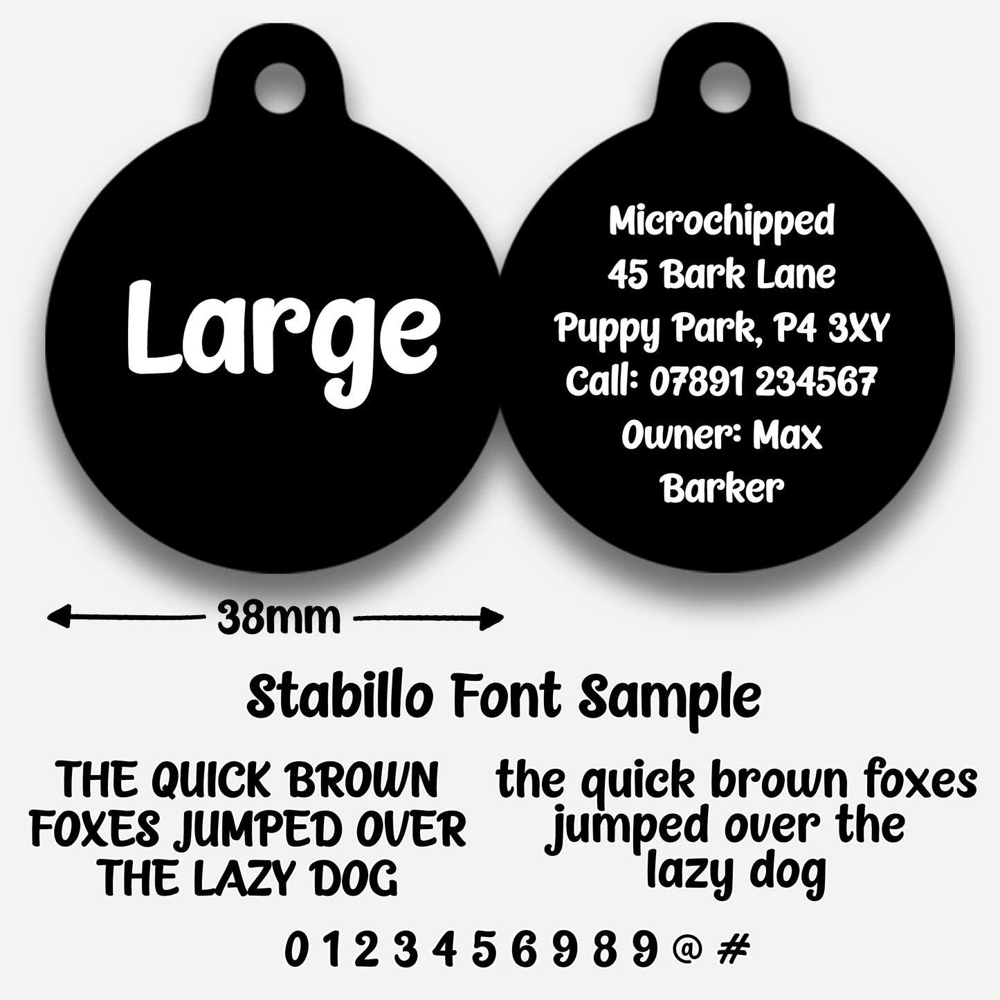Black Plain Colour - Pet ID Tag