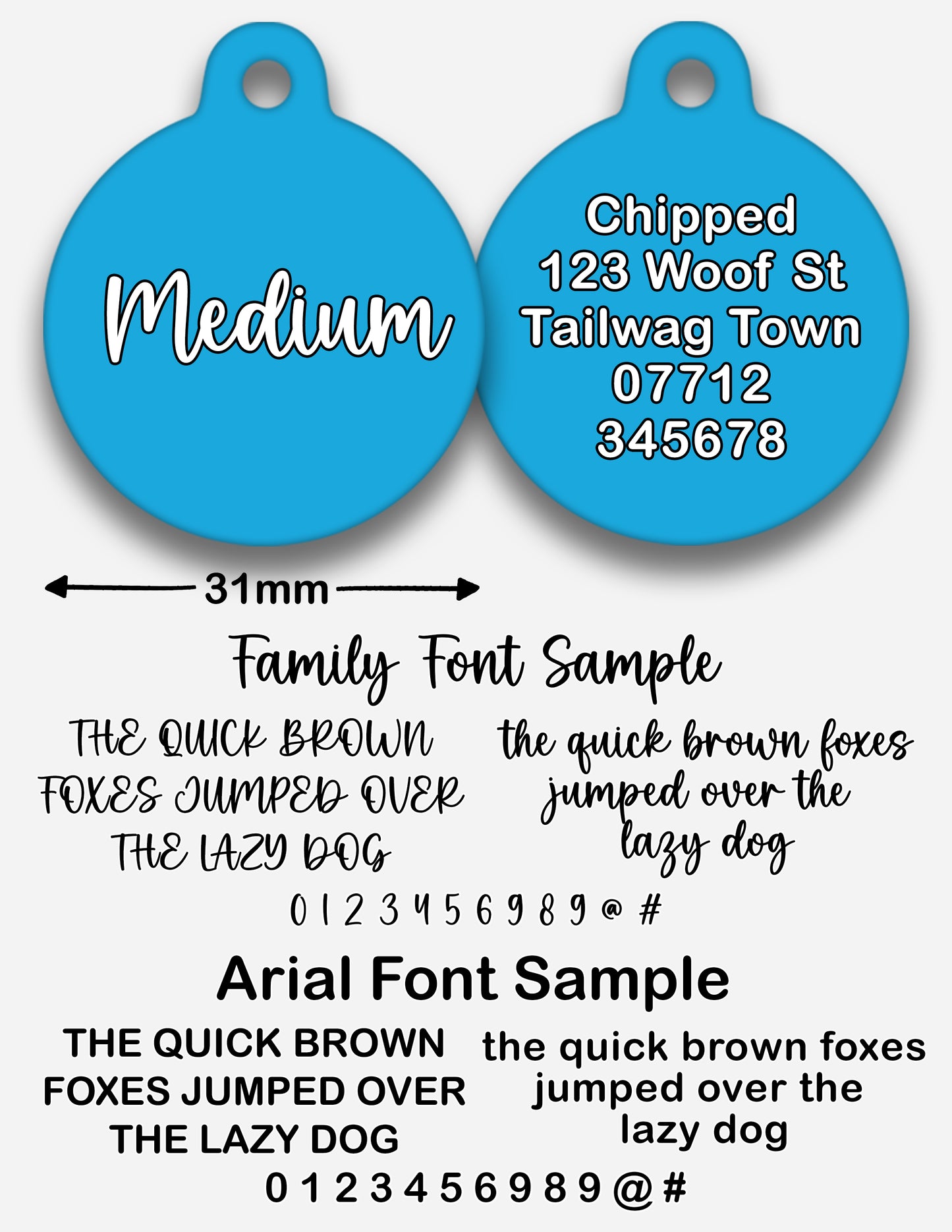 Blue Plain Colour - Pet ID Tag