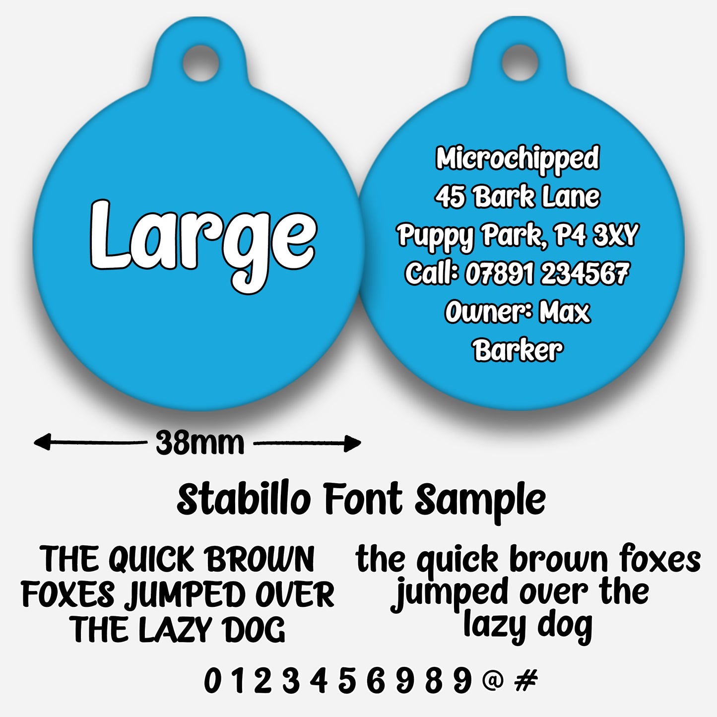 Blue Plain Colour - Pet ID Tag