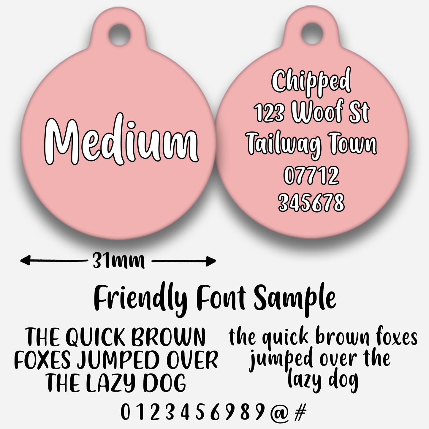 Blush Pink Plain Colour - Pet ID Tag