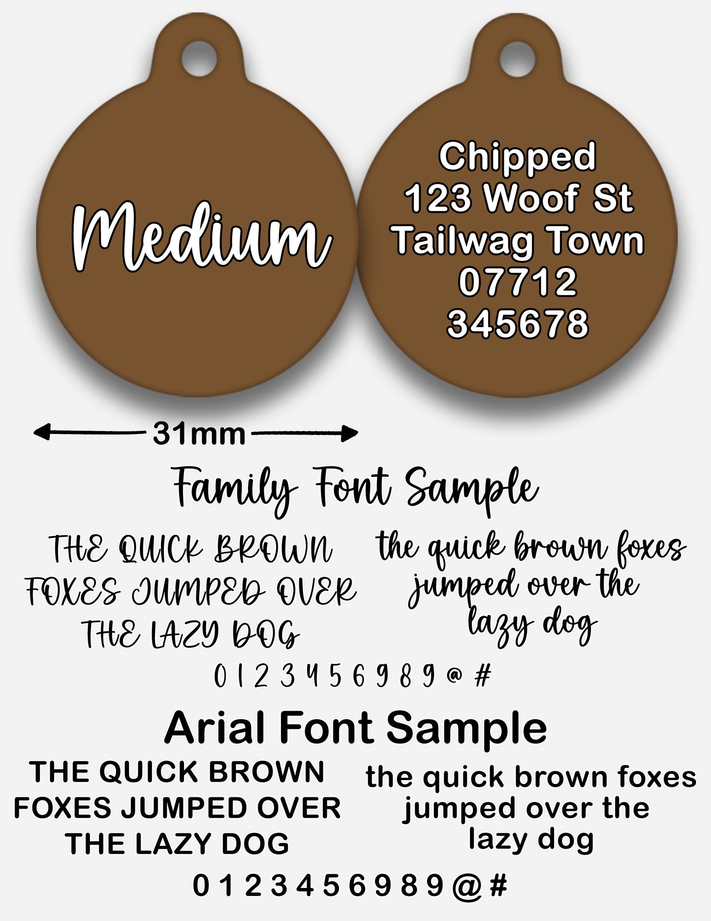 Chocolate Plain Colour - Pet ID Tag