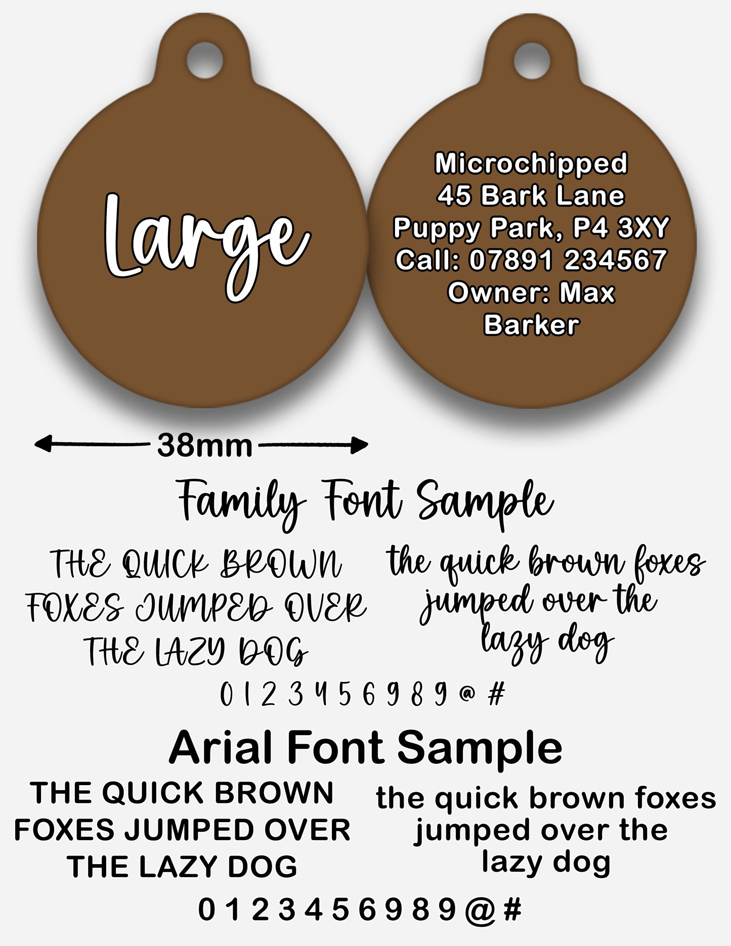 Chocolate Plain Colour - Pet ID Tag