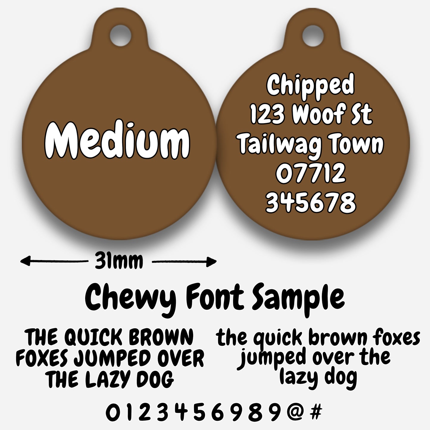 Chocolate Plain Colour - Pet ID Tag