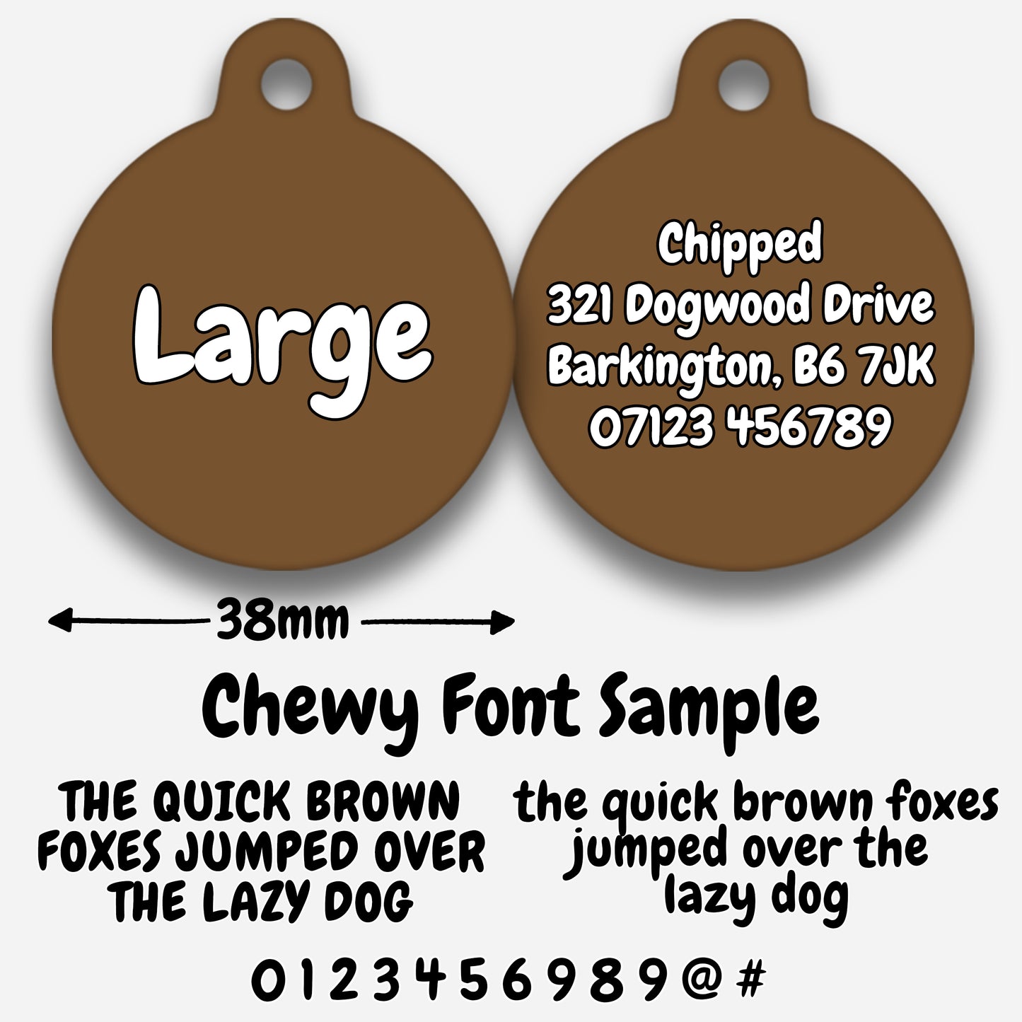 Chocolate Plain Colour - Pet ID Tag