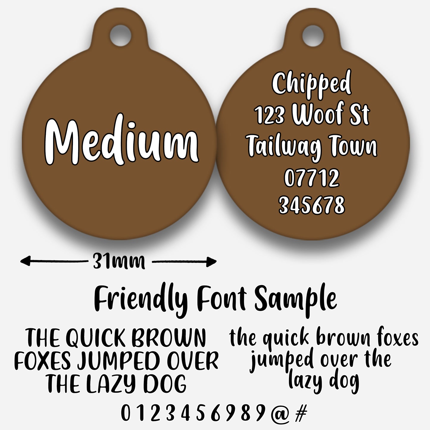 Chocolate Plain Colour - Pet ID Tag