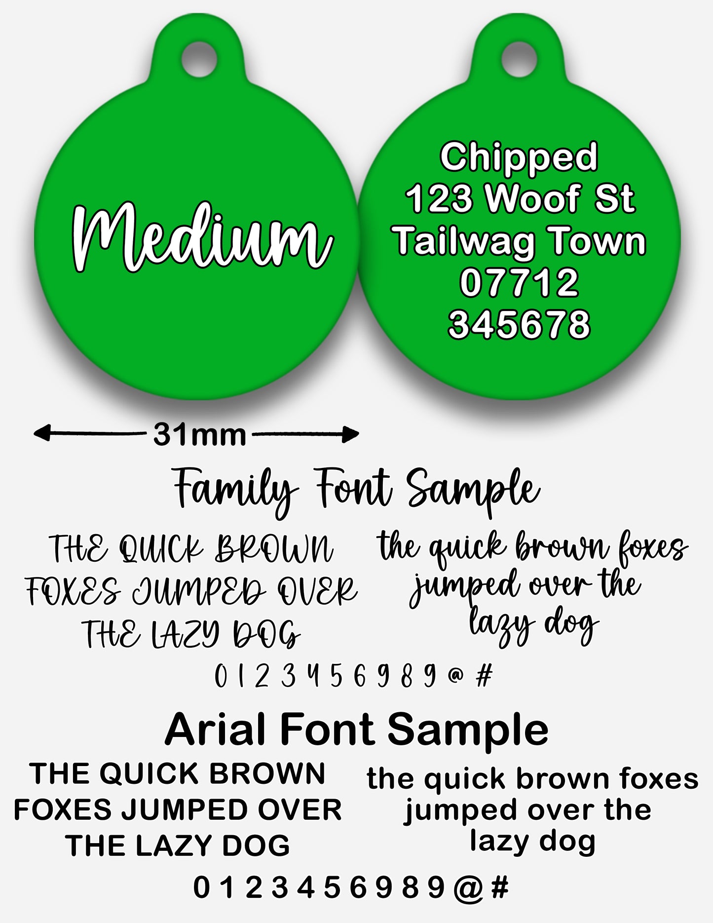 Green Plain Colour - Pet ID Tag