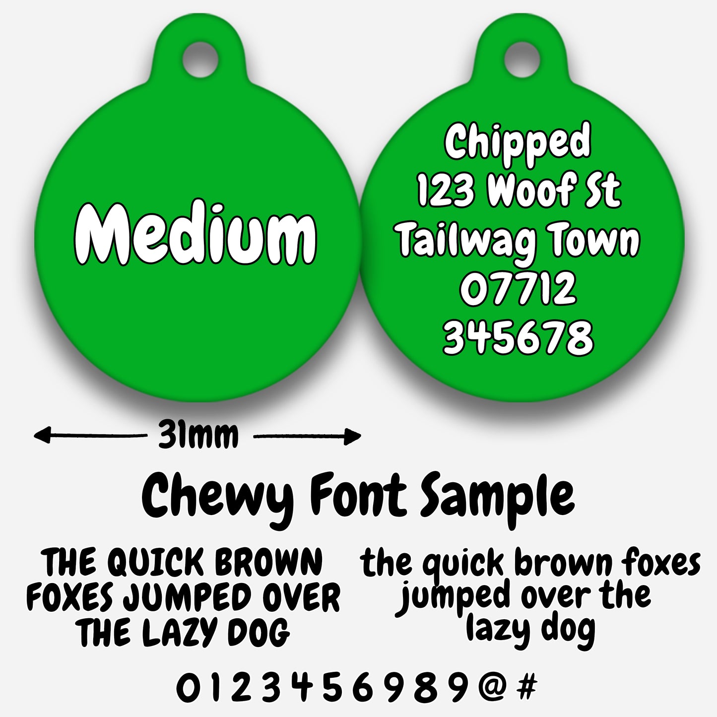 Green Plain Colour - Pet ID Tag