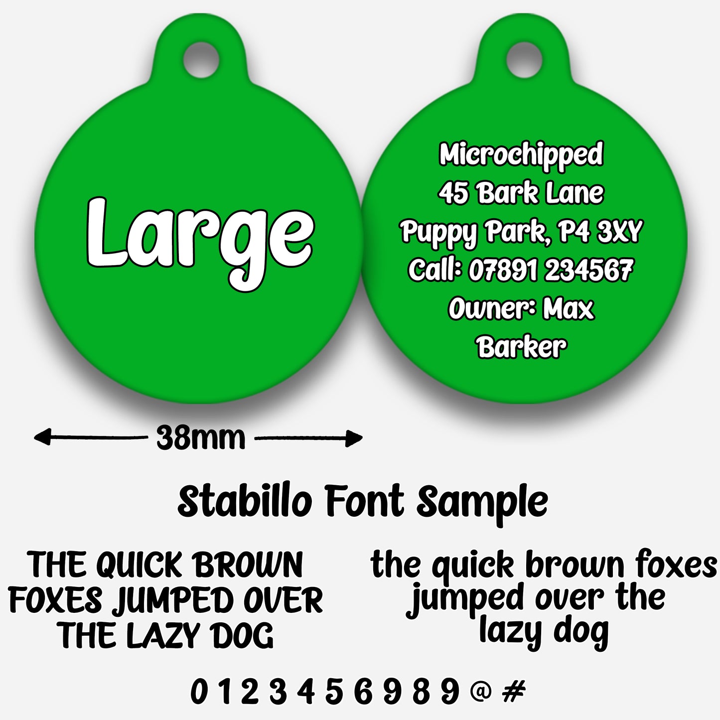 Green Plain Colour - Pet ID Tag