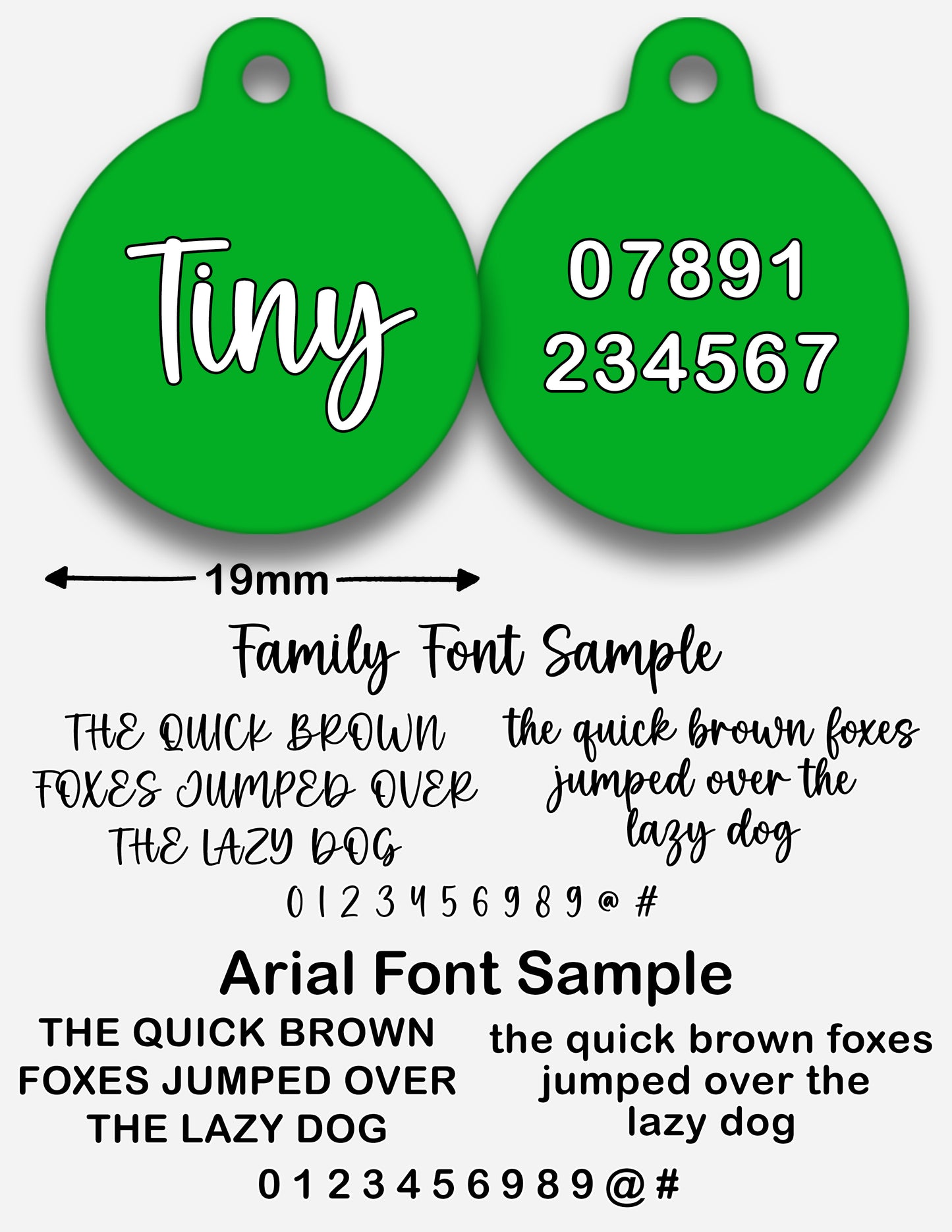 Green Plain Colour - Pet ID Tag