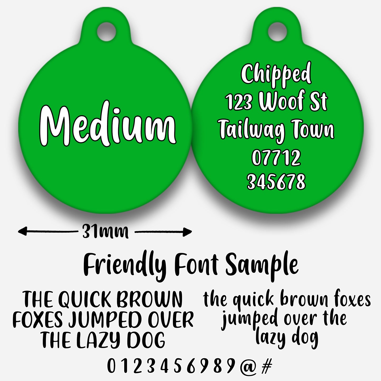 Green Plain Colour - Pet ID Tag