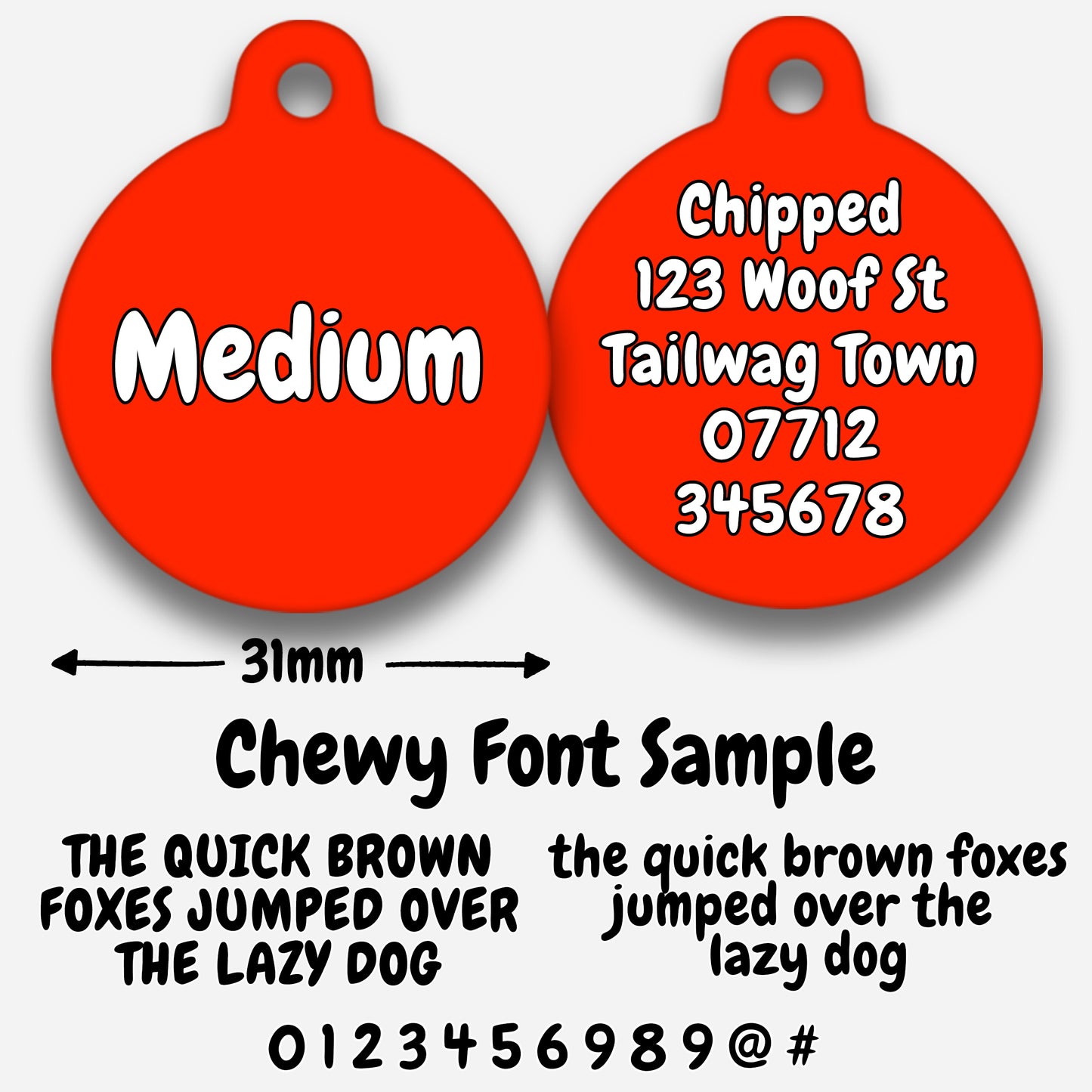 Red Plain Colour - Pet ID Tag
