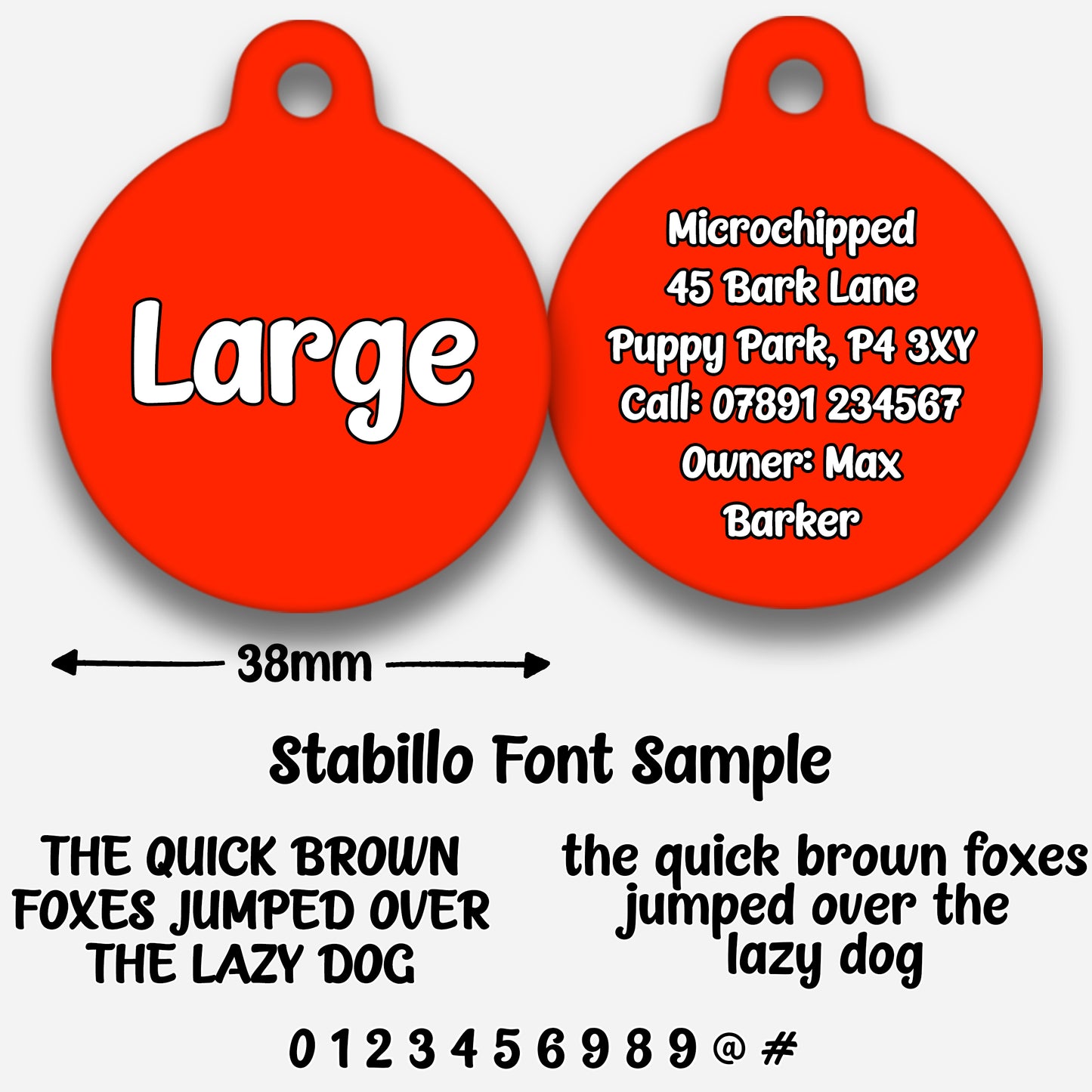 Red Plain Colour - Pet ID Tag