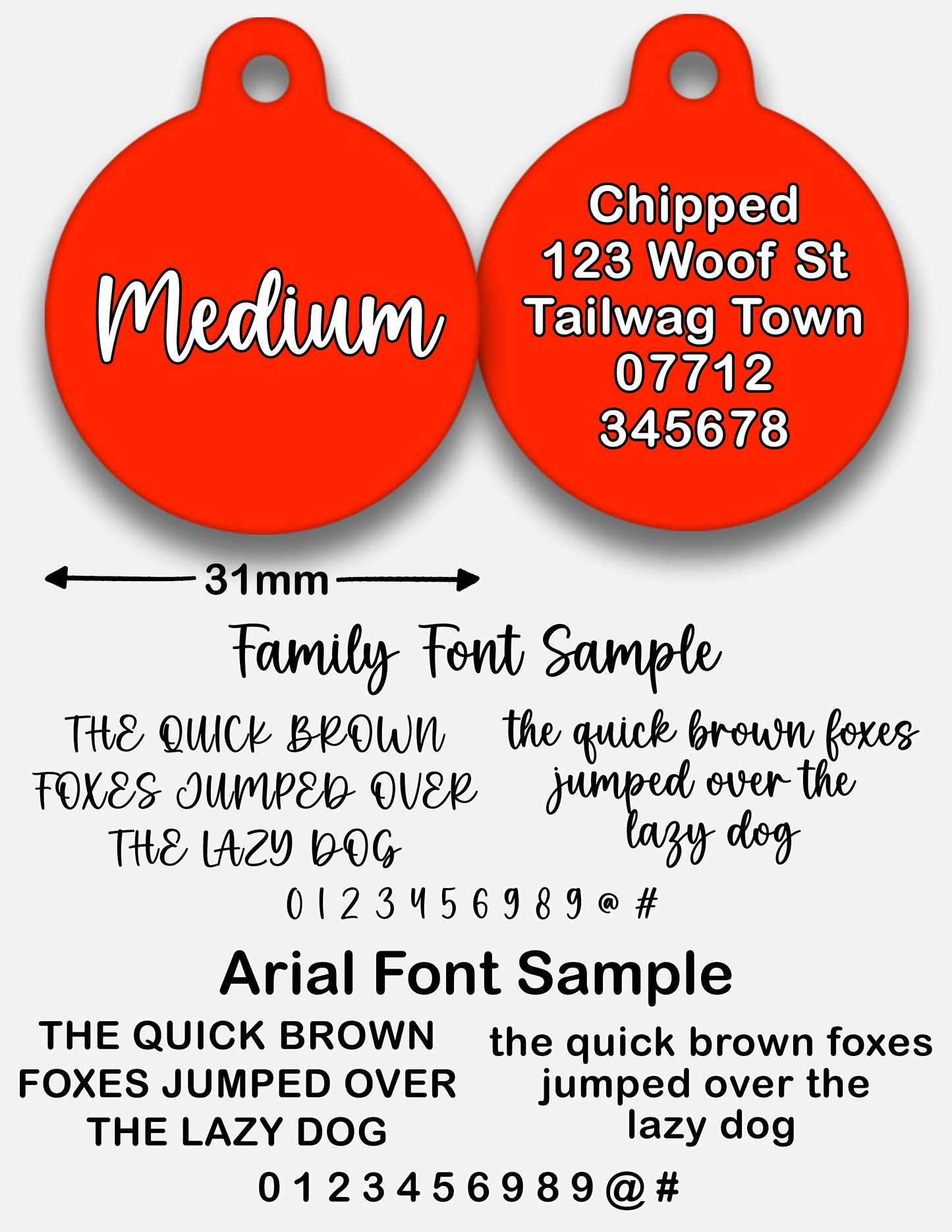 Red Plain Colour - Pet ID Tag