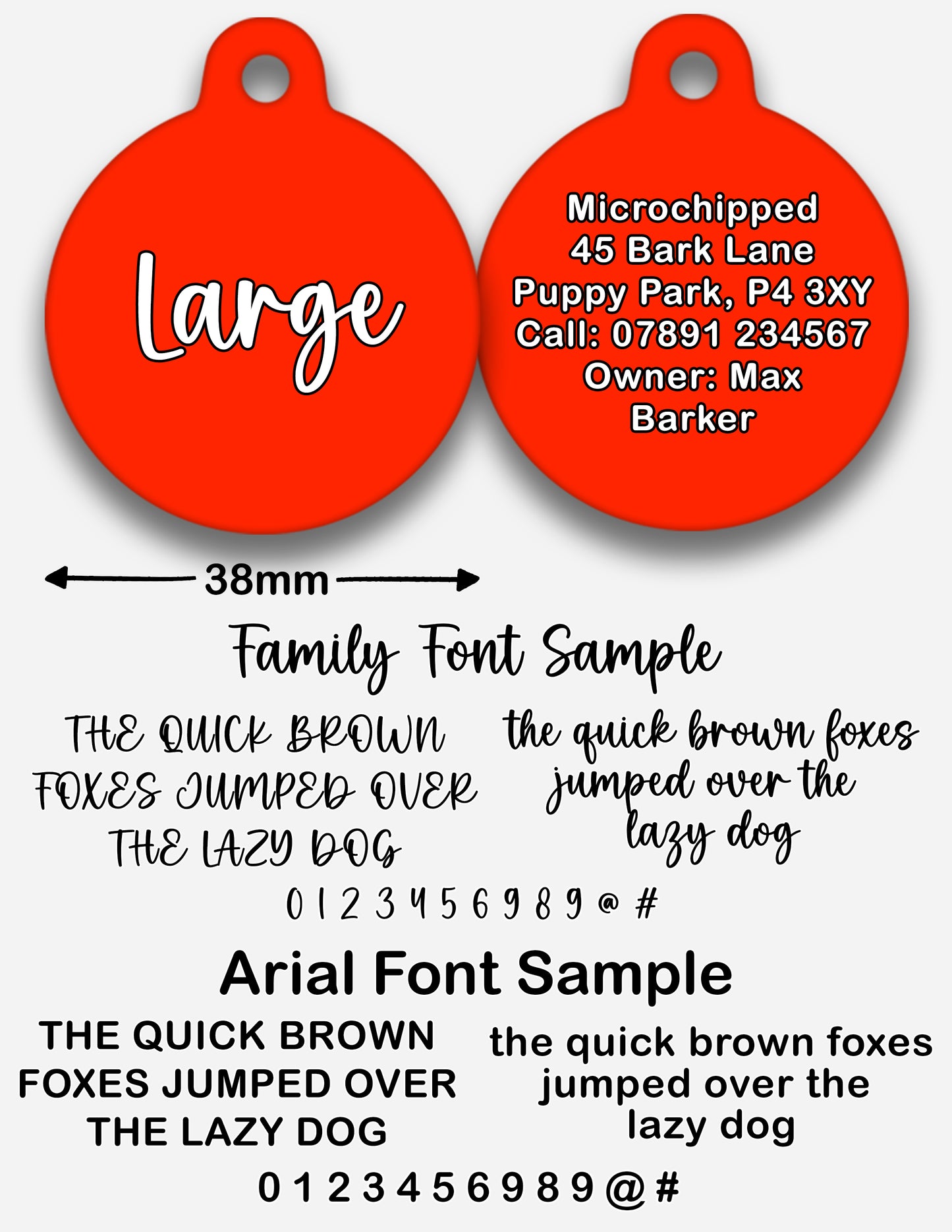 Red Plain Colour - Pet ID Tag