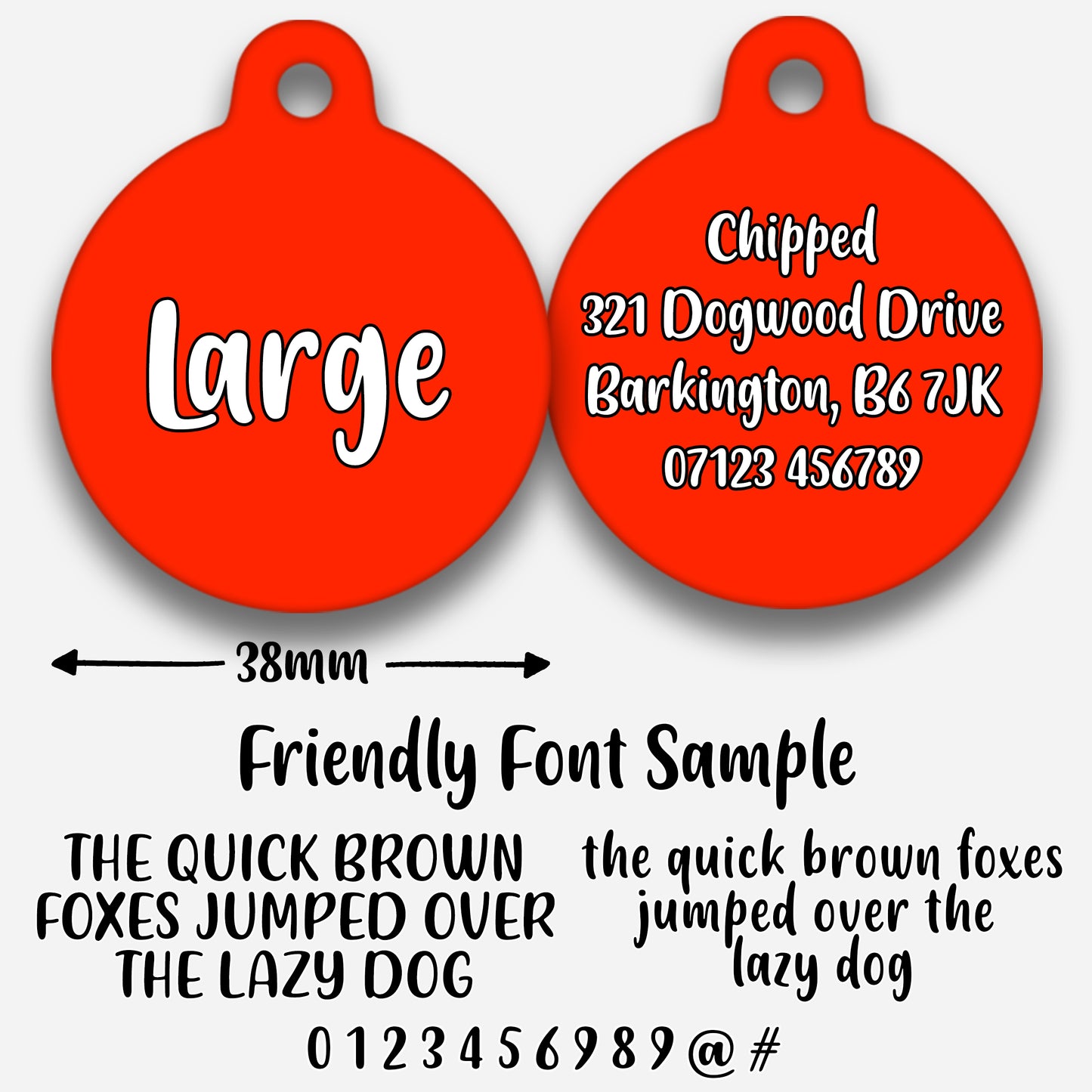Red Plain Colour - Pet ID Tag