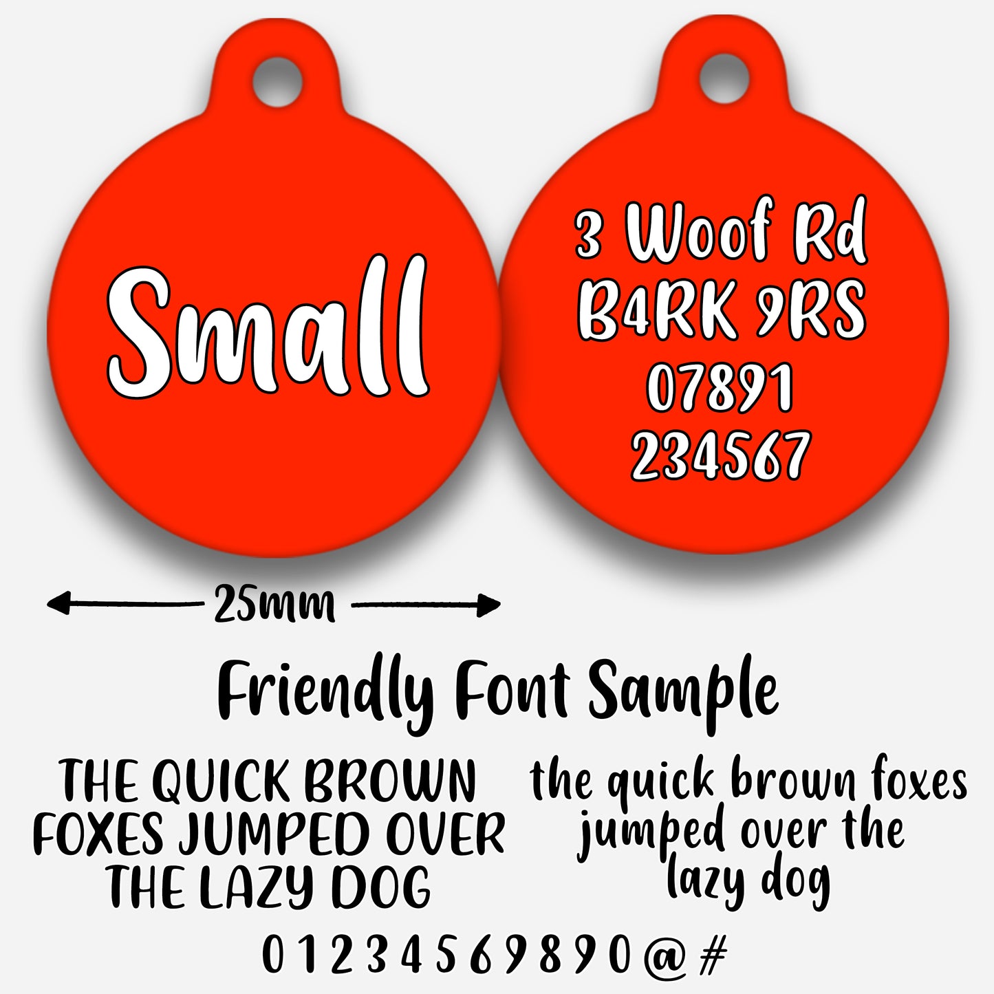 Red Plain Colour - Pet ID Tag