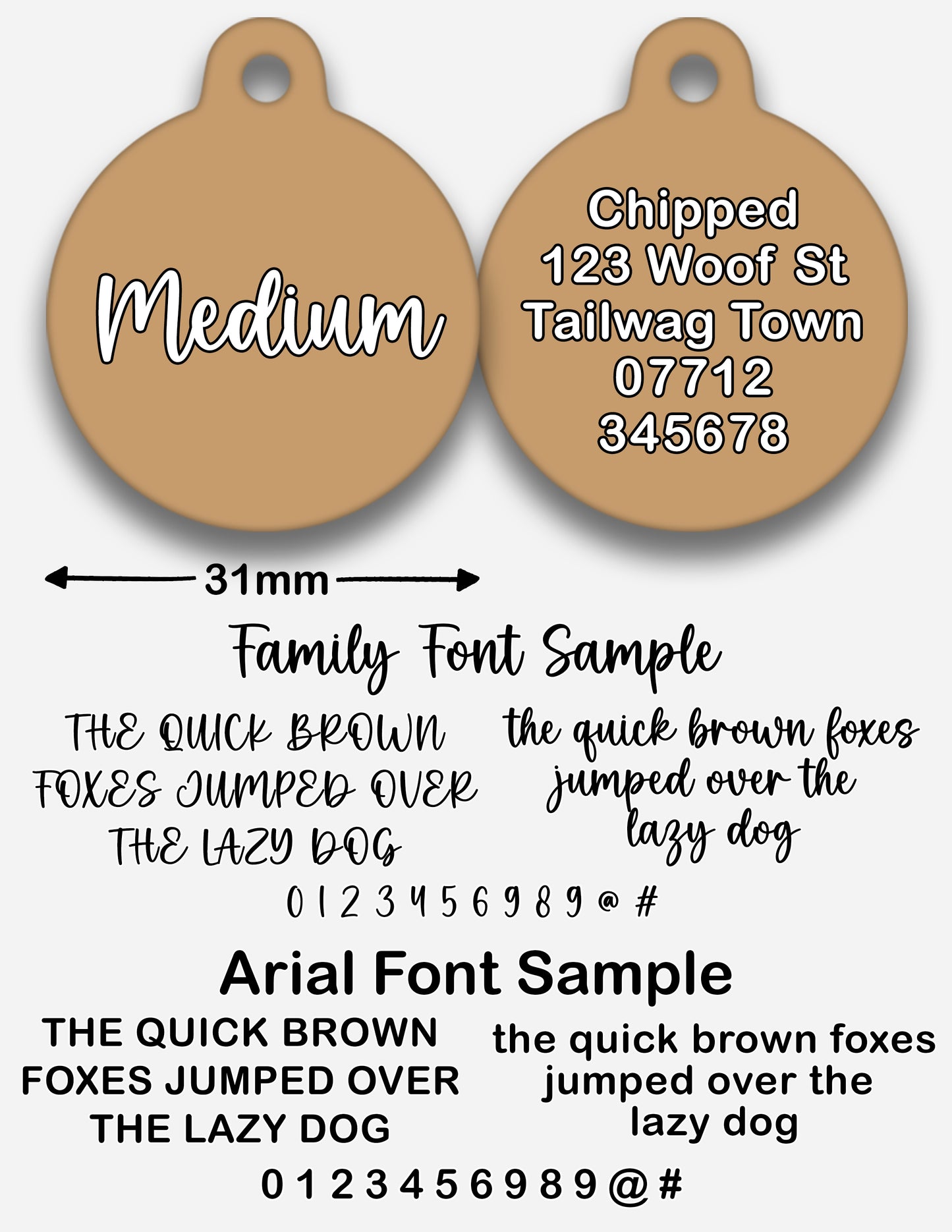 Tan - Pet ID Tag