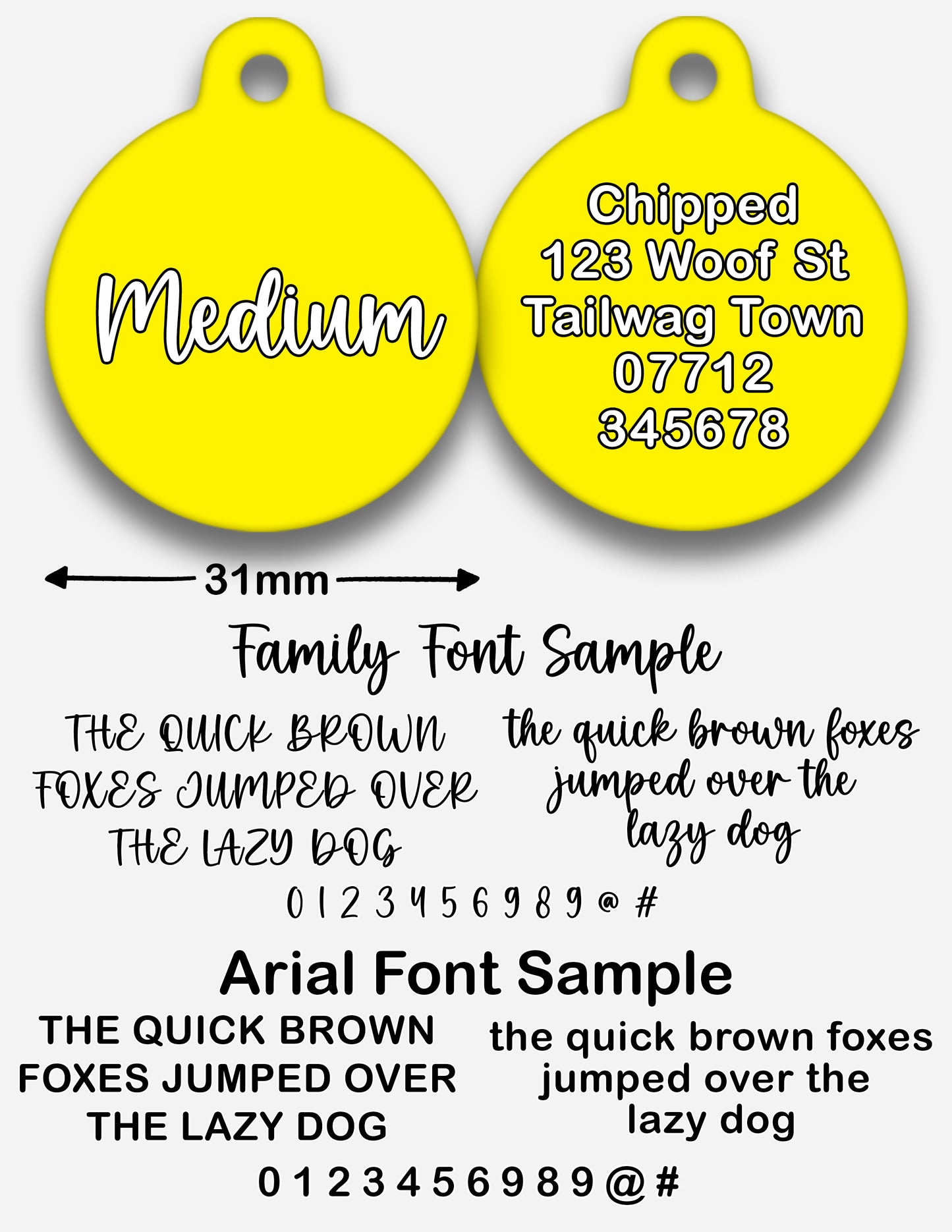 Yellow - Pet ID Tag