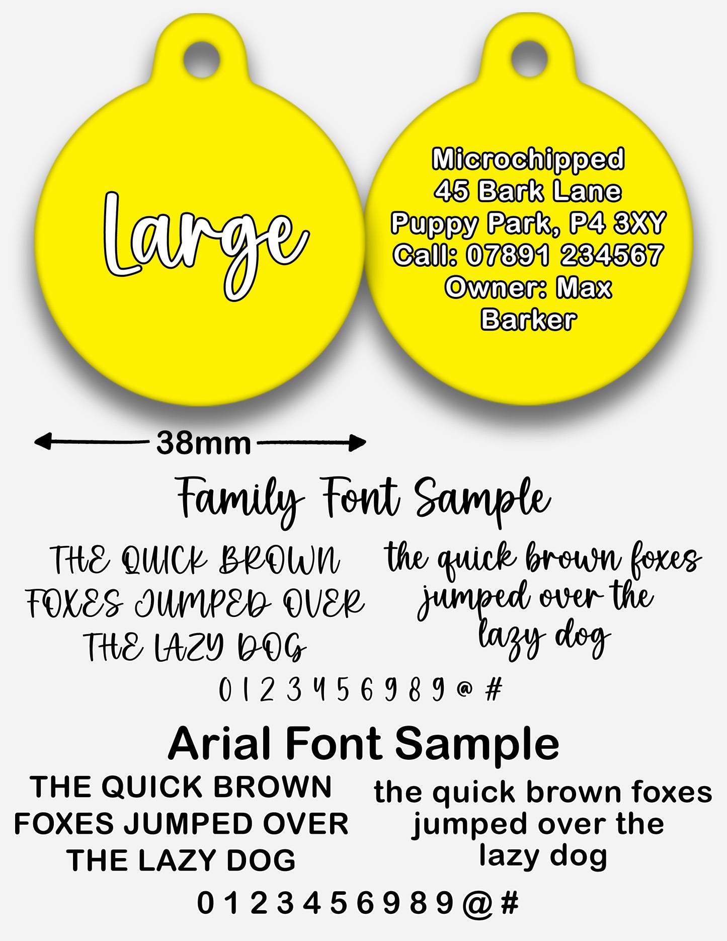 Yellow - Pet ID Tag