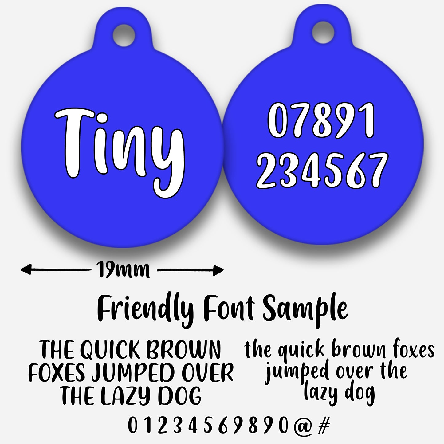 Electric Blue Plain Colour - Pet ID Tag