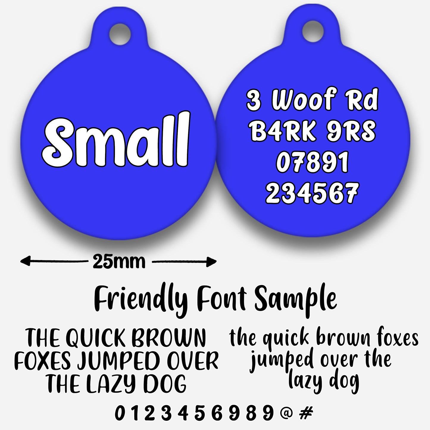 Electric Blue Plain Colour - Pet ID Tag