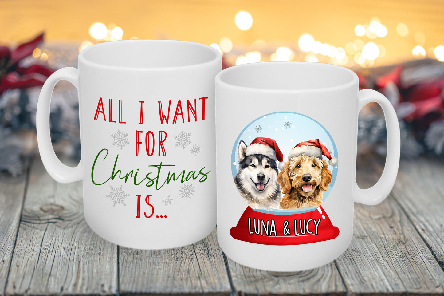 'All I Want For Christmas' Custom Dog Breed & Name Mug