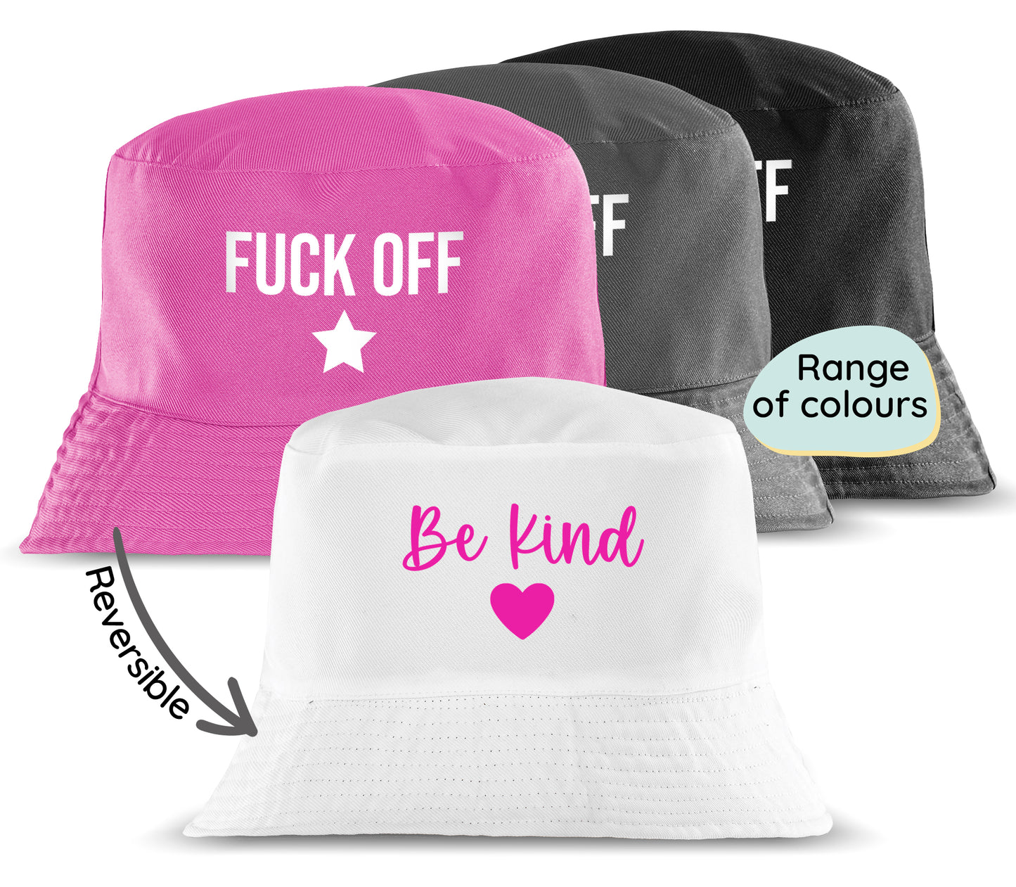 Reversible Message Bucket Hat Be Kind or F*ck Off