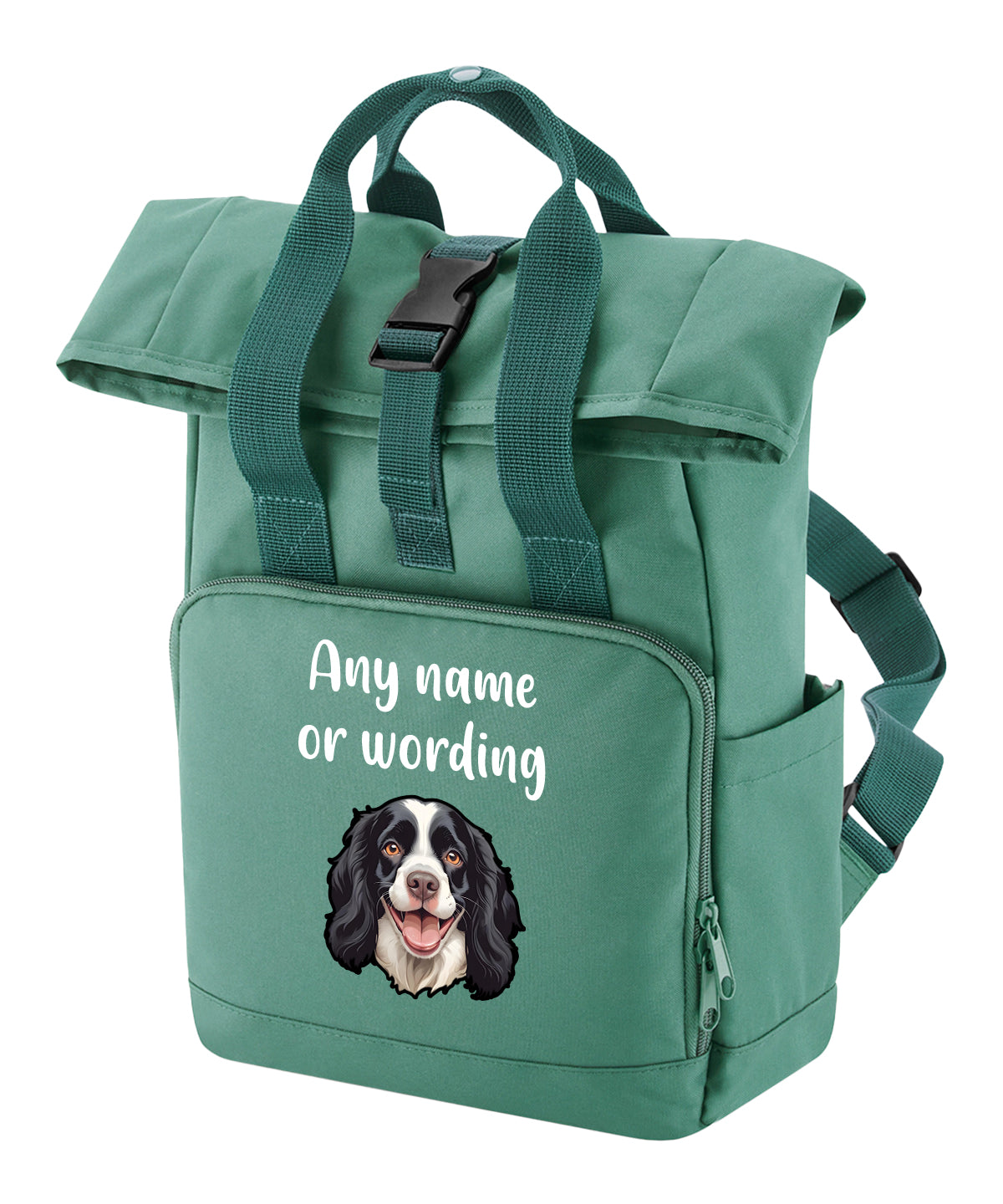 Travel Rucksack 9 Litres Sage Green Any Breed Backpack With Custom Personalised Dog Name