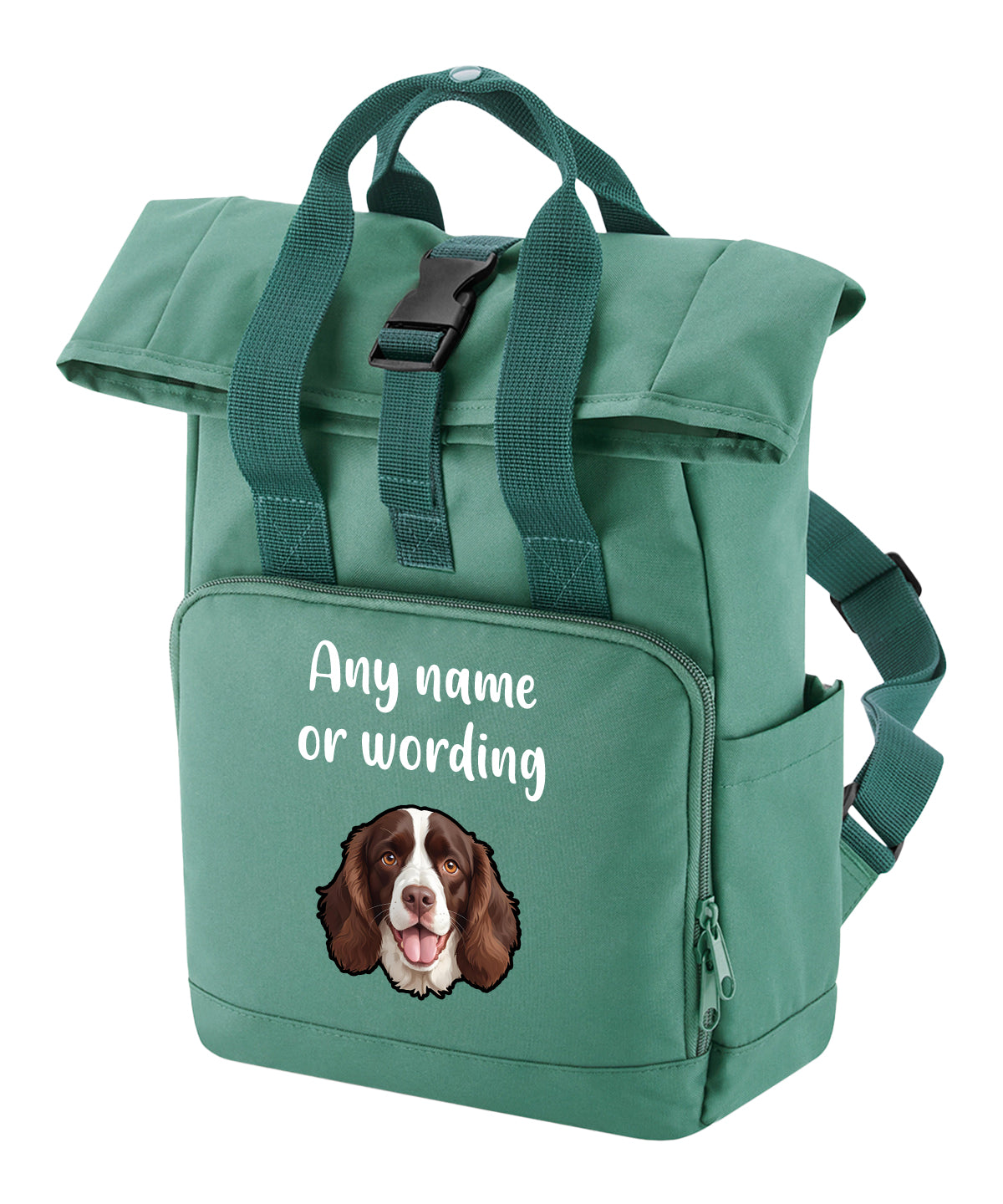 Travel Rucksack 9 Litres Sage Green Any Breed Backpack With Custom Personalised Dog Name
