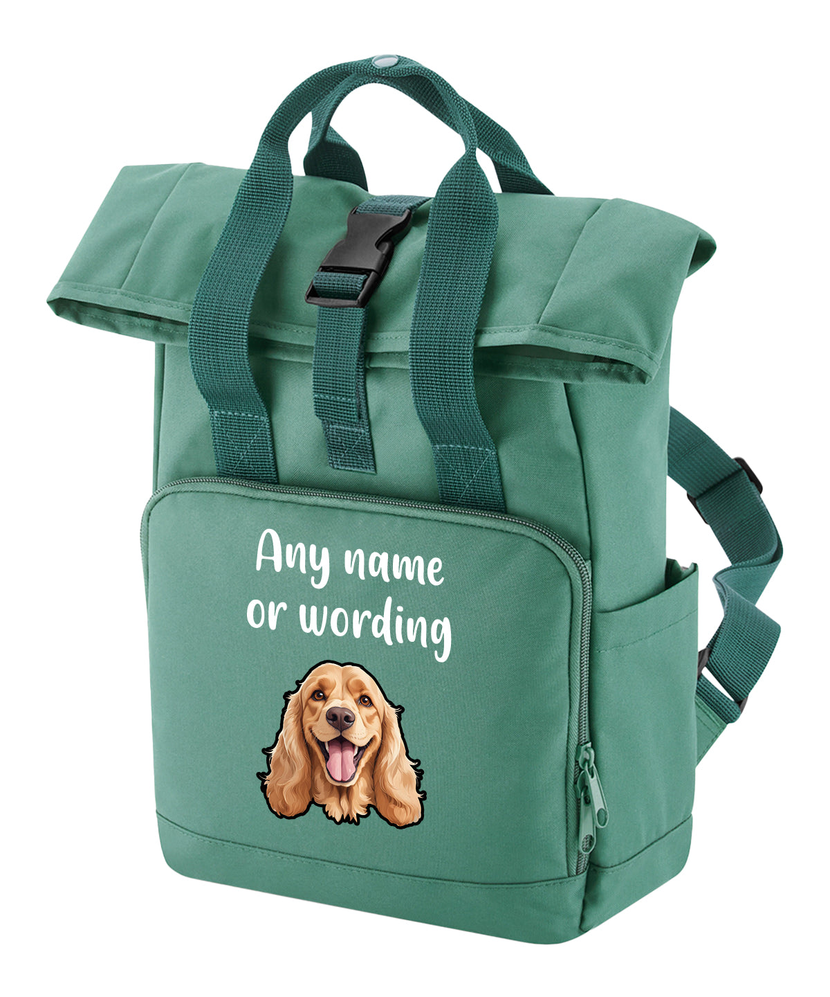 Travel Rucksack 9 Litres Sage Green Any Breed Backpack With Custom Personalised Dog Name