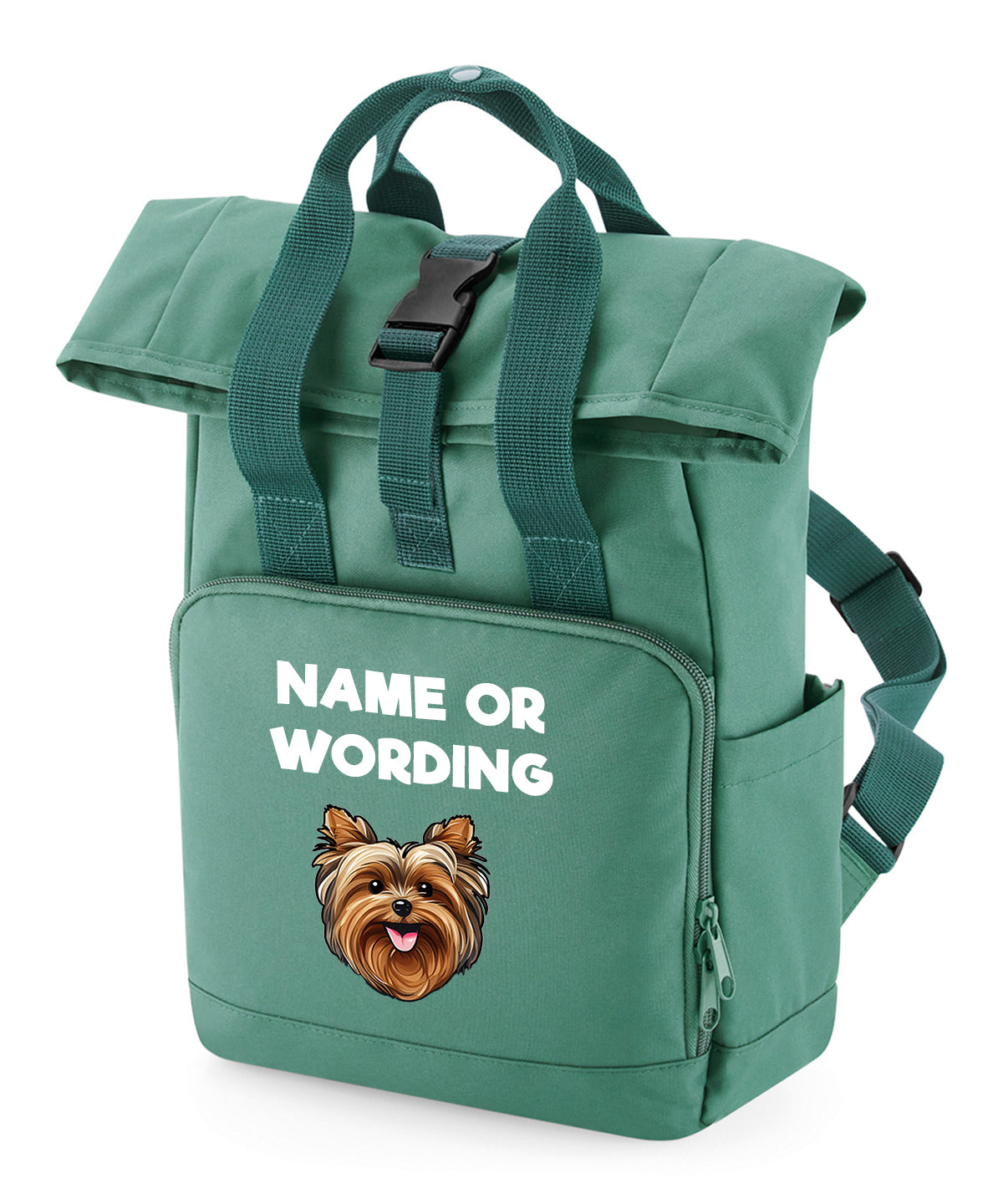 Travel Rucksack 9 Litres Sage Green Any Breed Backpack With Custom Personalised Dog Name