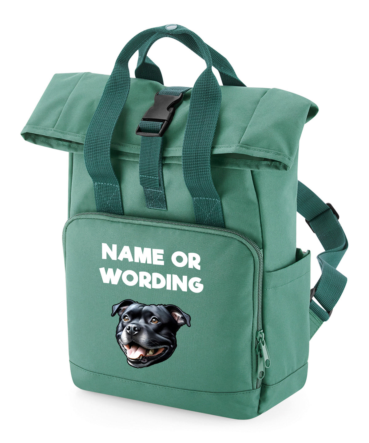 Travel Rucksack 9 Litres Sage Green Any Breed Backpack With Custom Personalised Dog Name