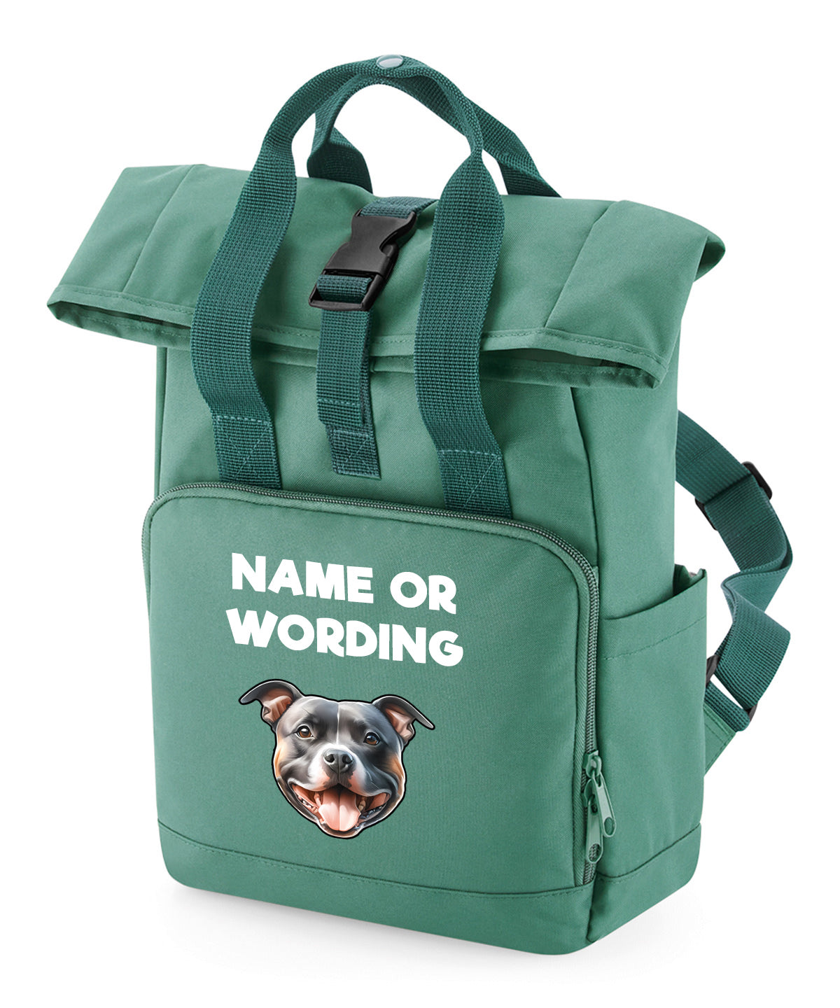 Travel Rucksack 9 Litres Sage Green Any Breed Backpack With Custom Personalised Dog Name