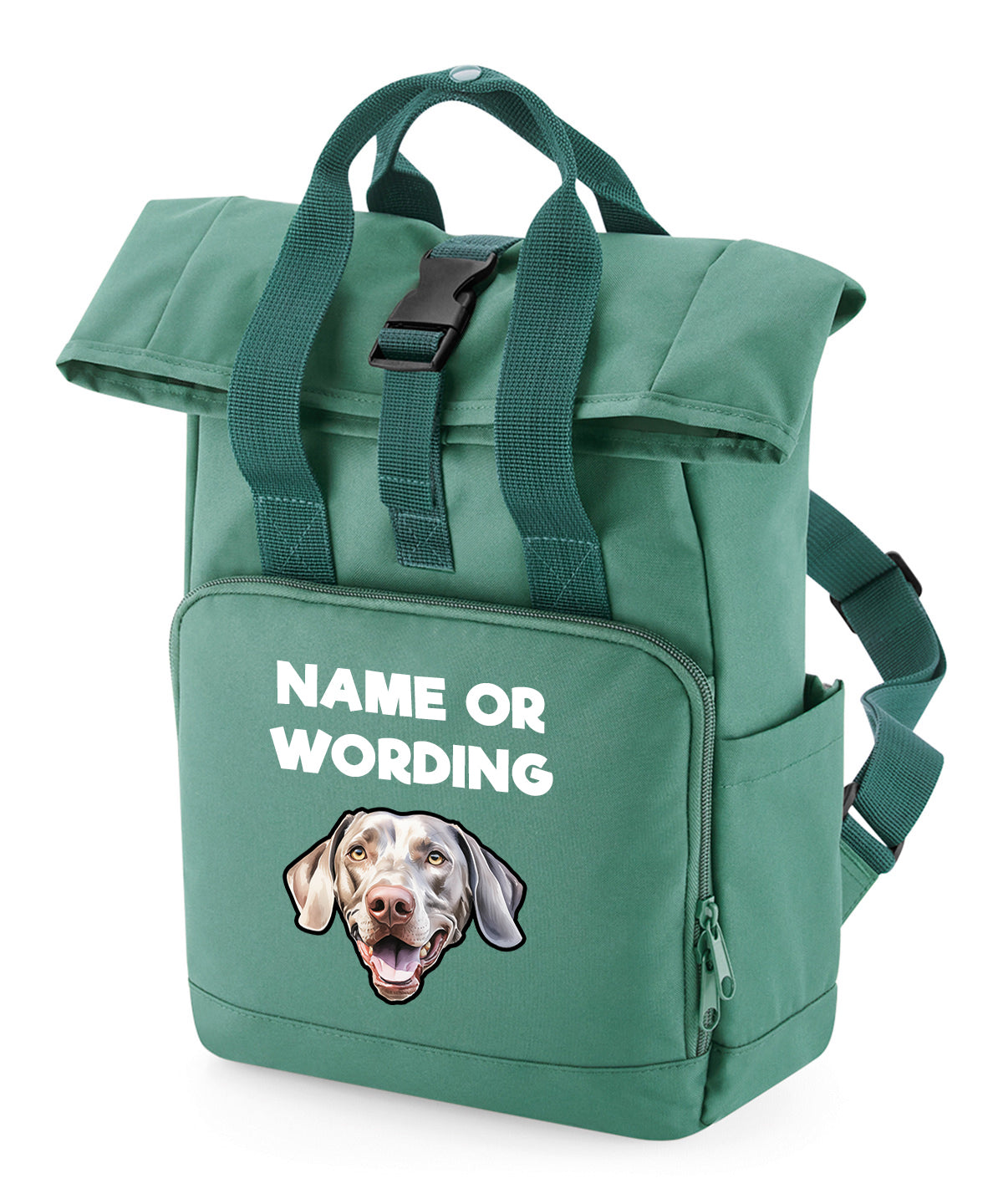 Travel Rucksack 9 Litres Sage Green Any Breed Backpack With Custom Personalised Dog Name
