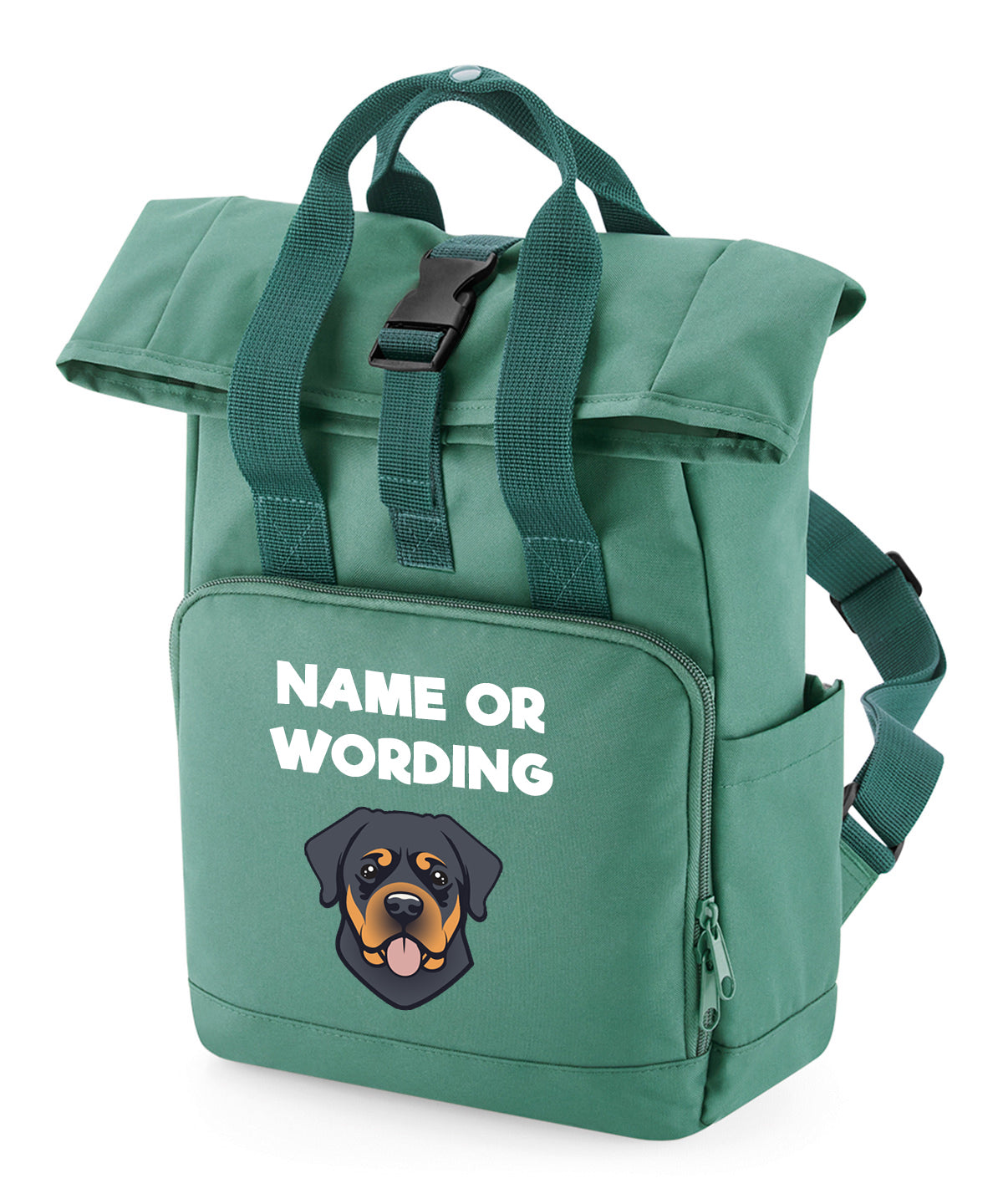 Travel Rucksack 9 Litres Sage Green Any Breed Backpack With Custom Personalised Dog Name
