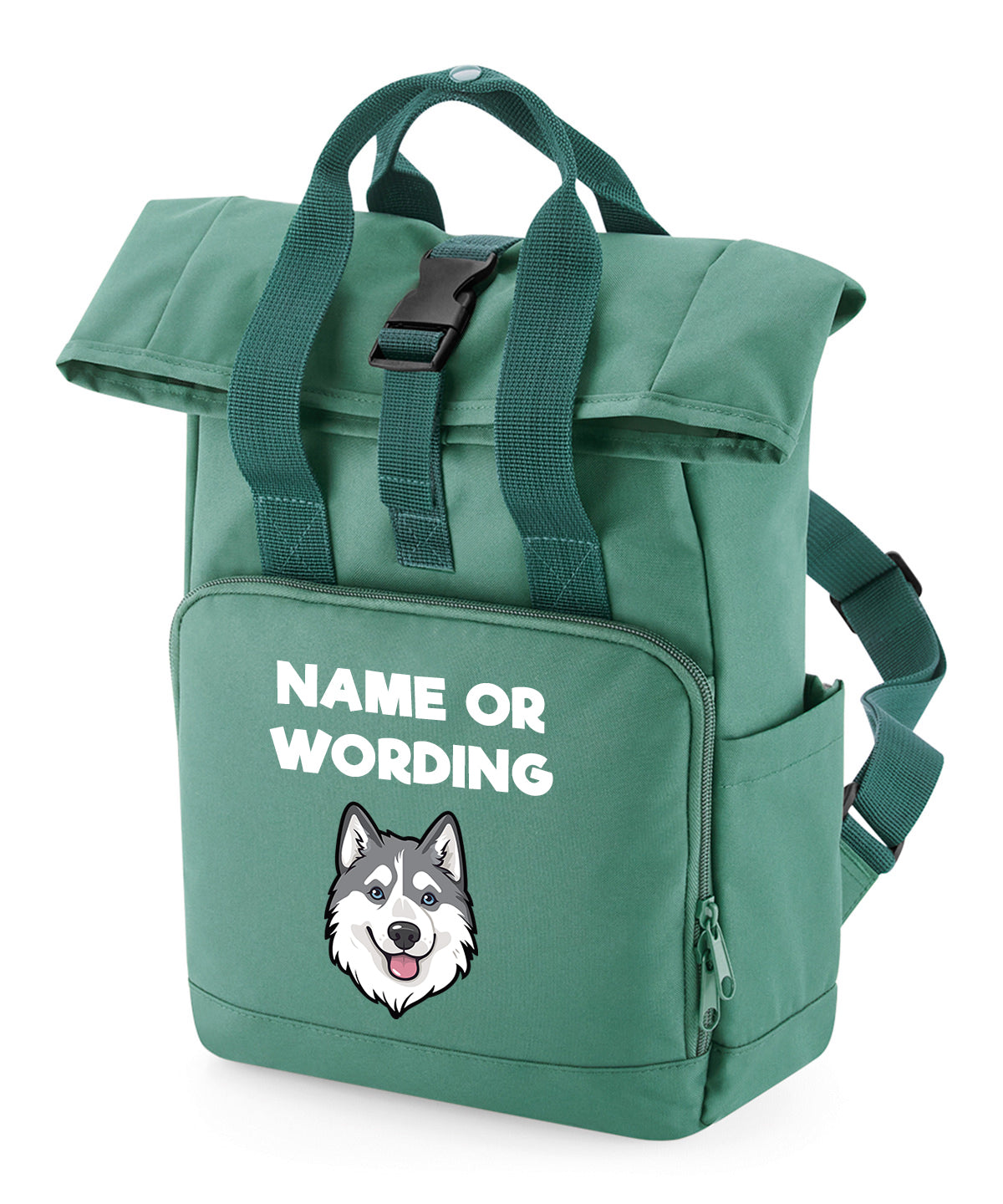 Travel Rucksack 9 Litres Sage Green Any Breed Backpack With Custom Personalised Dog Name