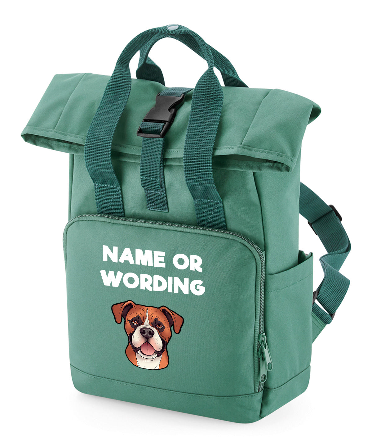 Travel Rucksack 9 Litres Sage Green Any Breed Backpack With Custom Personalised Dog Name