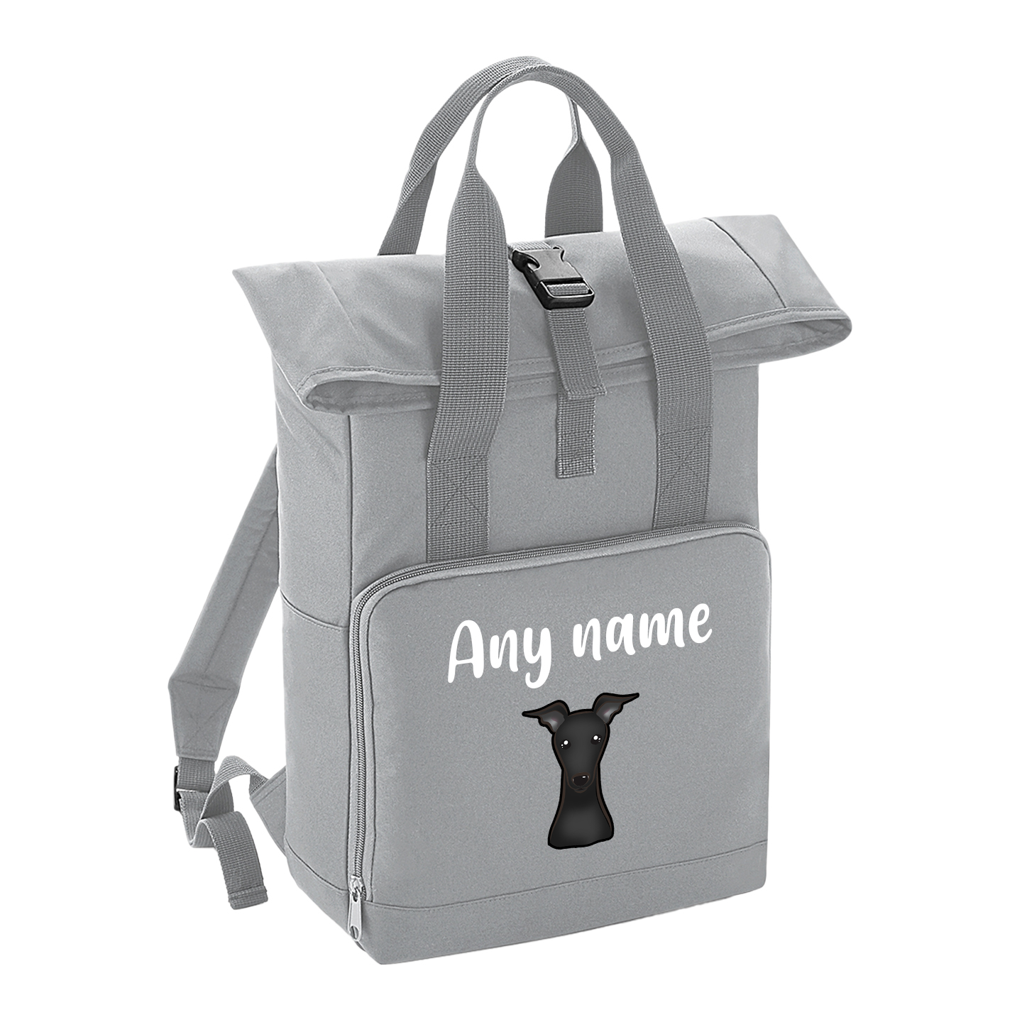 Overnighter Rucksack 14 Litres Grey Any Breed Backpack With Custom Personalised Dog Name