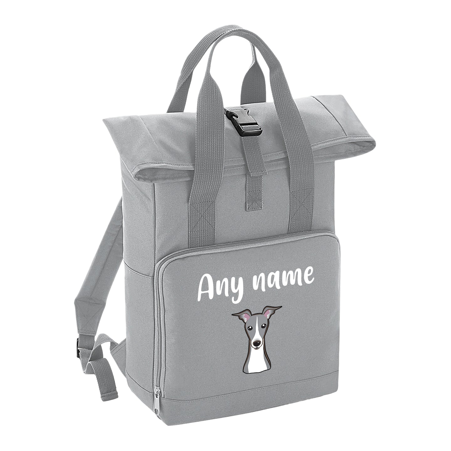 Overnighter Rucksack 14 Litres Grey Any Breed Backpack With Custom Personalised Dog Name