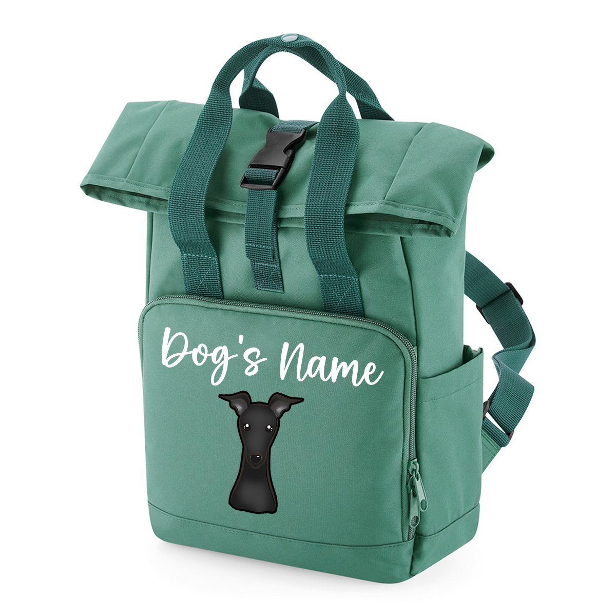 Travel Rucksack 9 Litres Sage Green Any Breed Backpack With Custom Personalised Dog Name
