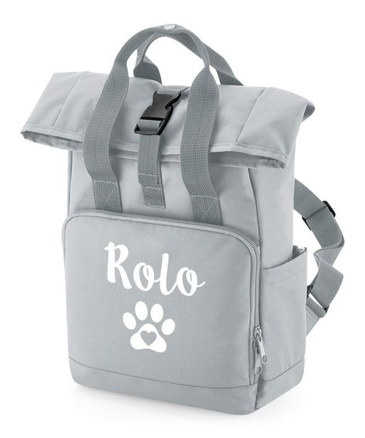 Grey Heart & Paw Backpack With Any Name Or Wording