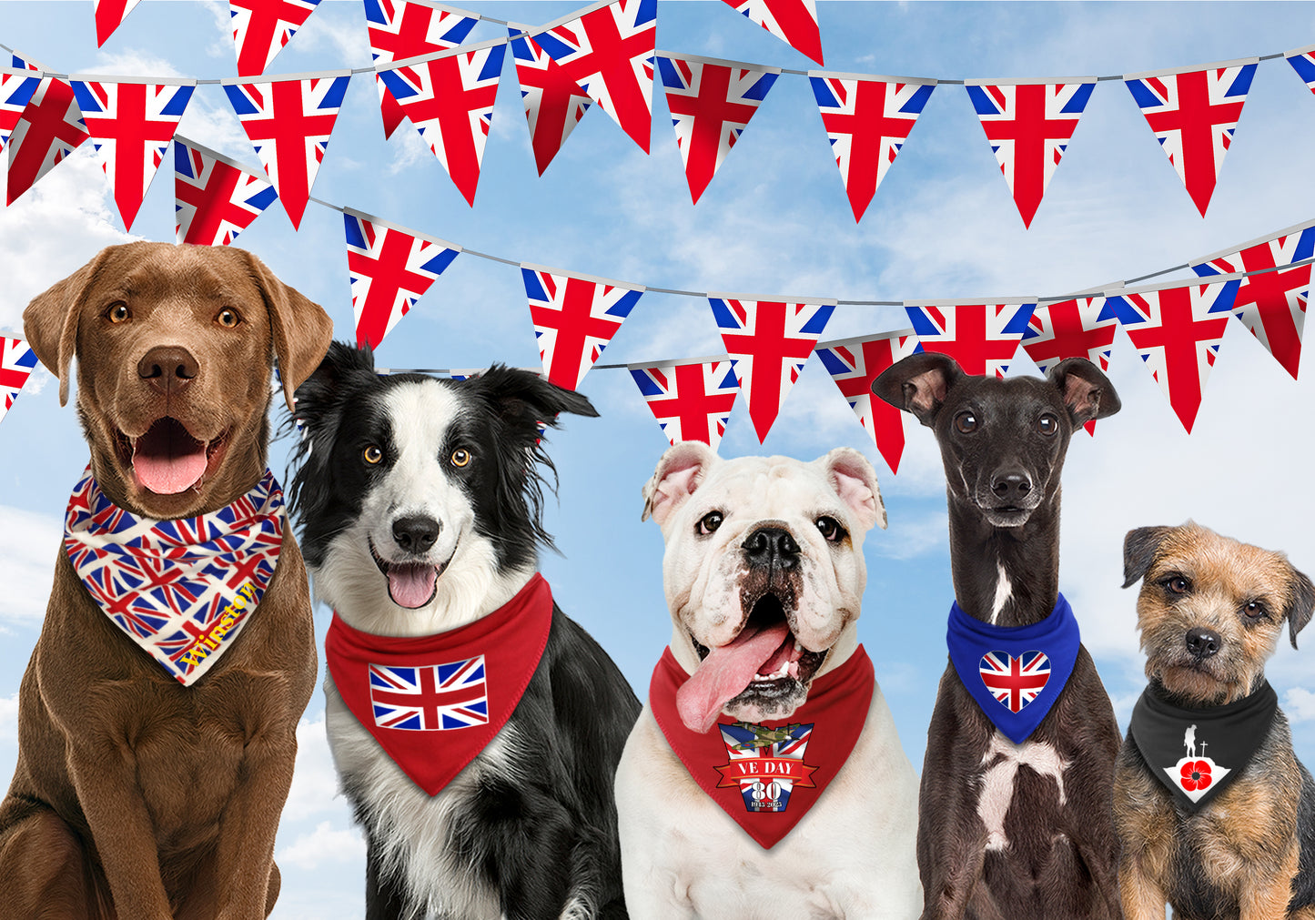 VE Day Victory 80 Years Commemorative Dog Bandana