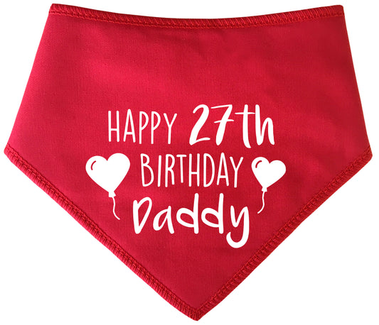 Happy Birthday Daddy Any Age Heart Balloons Dog Bandana