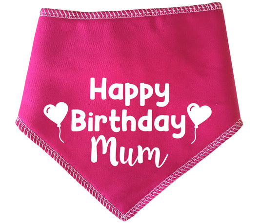 Happy Birthday Mum Heart Balloons Dog Bandana
