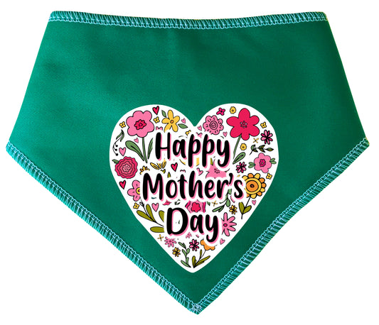 Happy Mother's Day Floral Heart Dog Bandana
