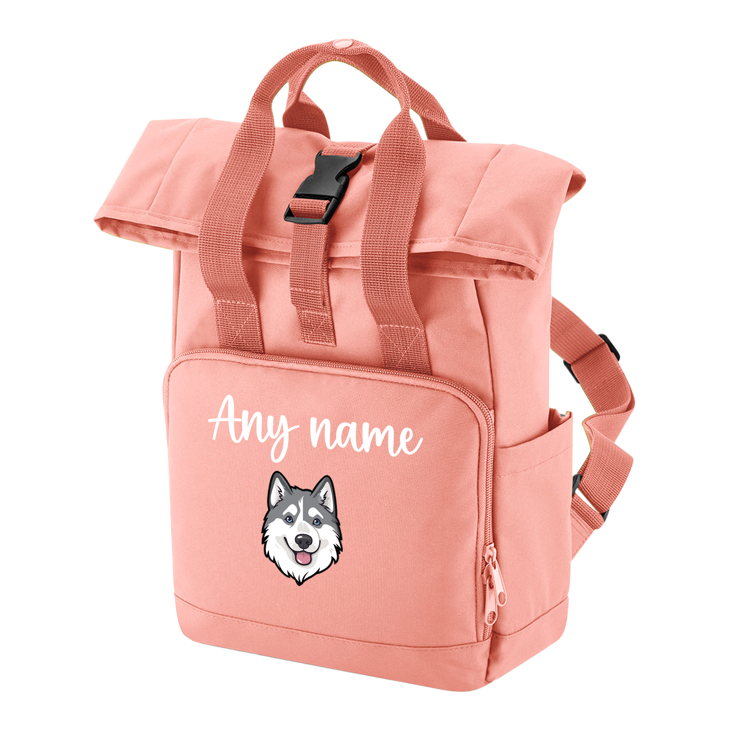 Travel Rucksack 9 Litres Peach Coral Any Breed Backpack With Custom Personalised Dog Name