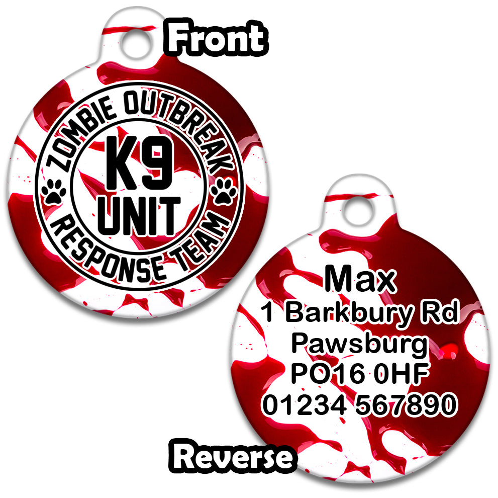 K9 Zombie Unit Blood Spatter - Pet ID Tag