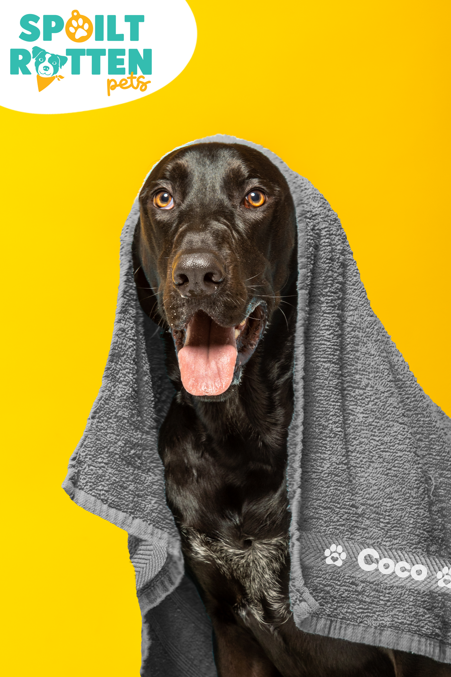 Steel Grey Pet Towel Personalised With Name or Wording